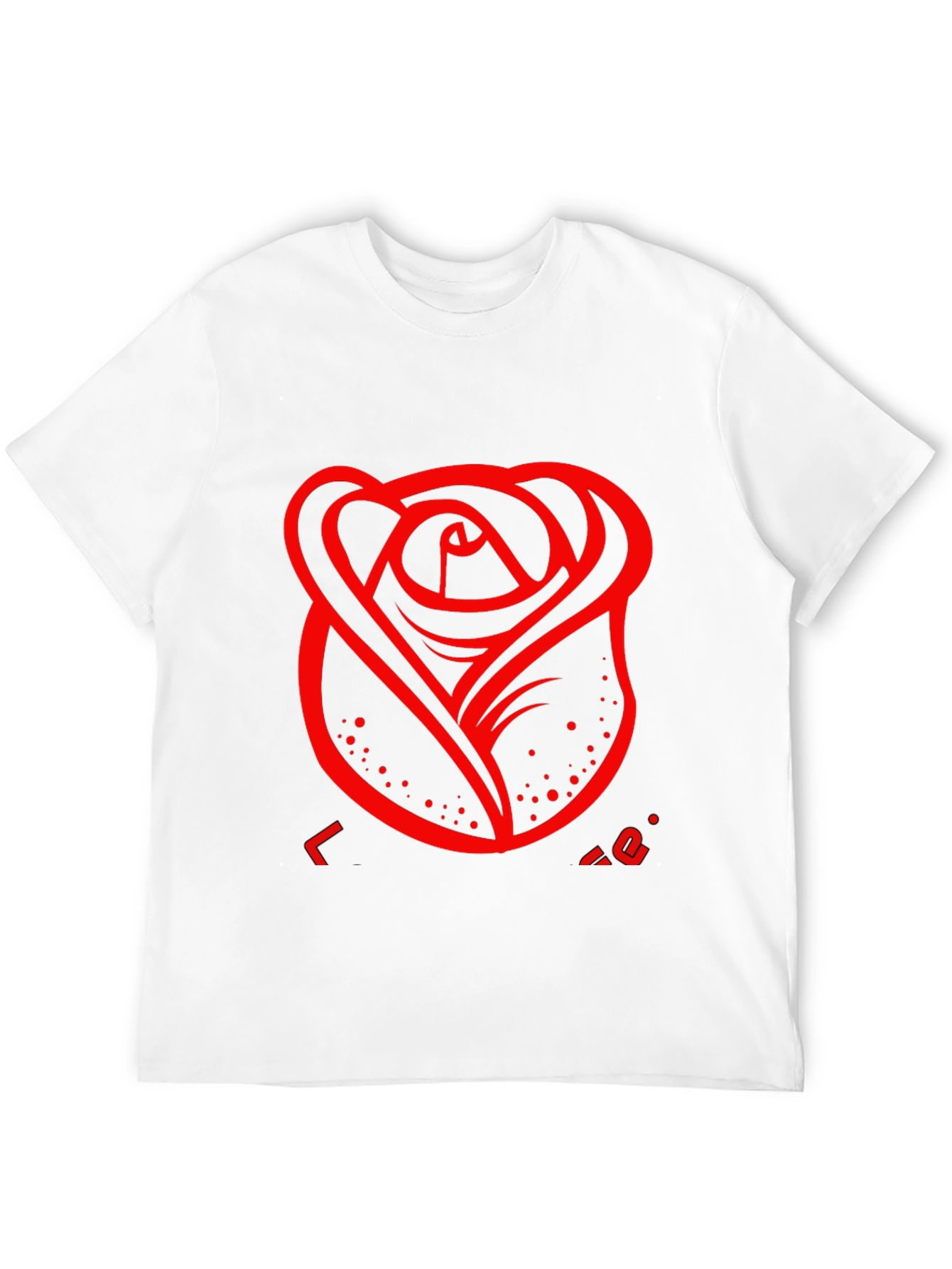Mens Black T-Shirt with Red Rose Design