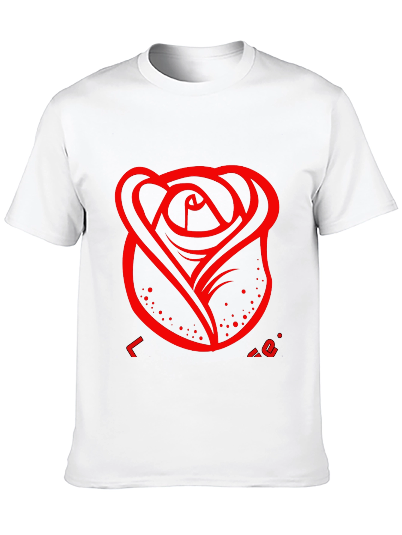 Mens Black T-Shirt with Red Rose Design