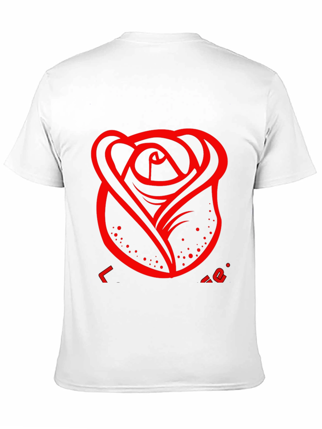 Mens Black T-Shirt with Red Rose Design