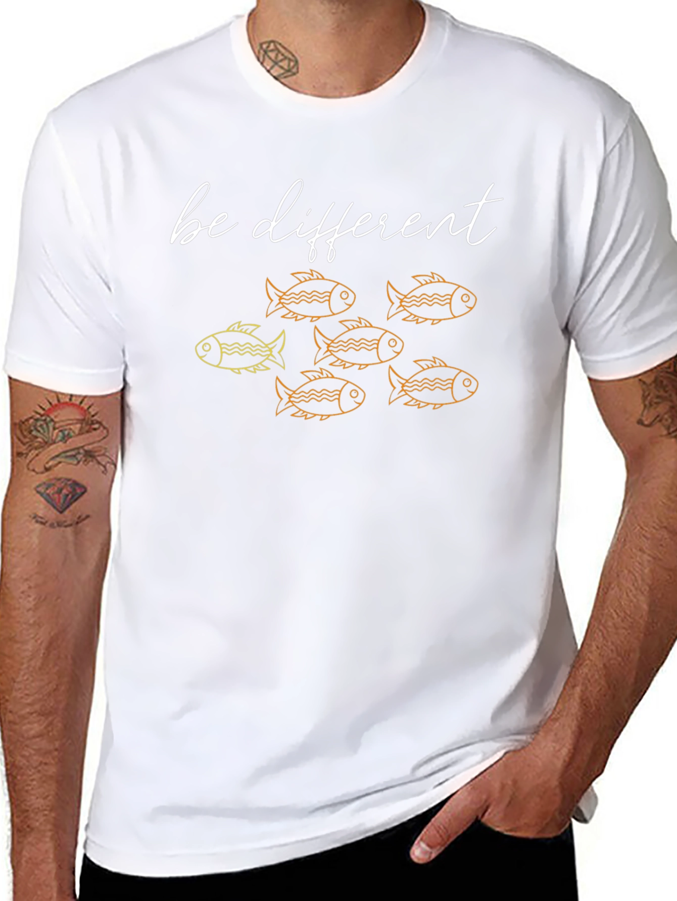 Be Different Fish Graphic Tee - Unique Mens T-Shirt