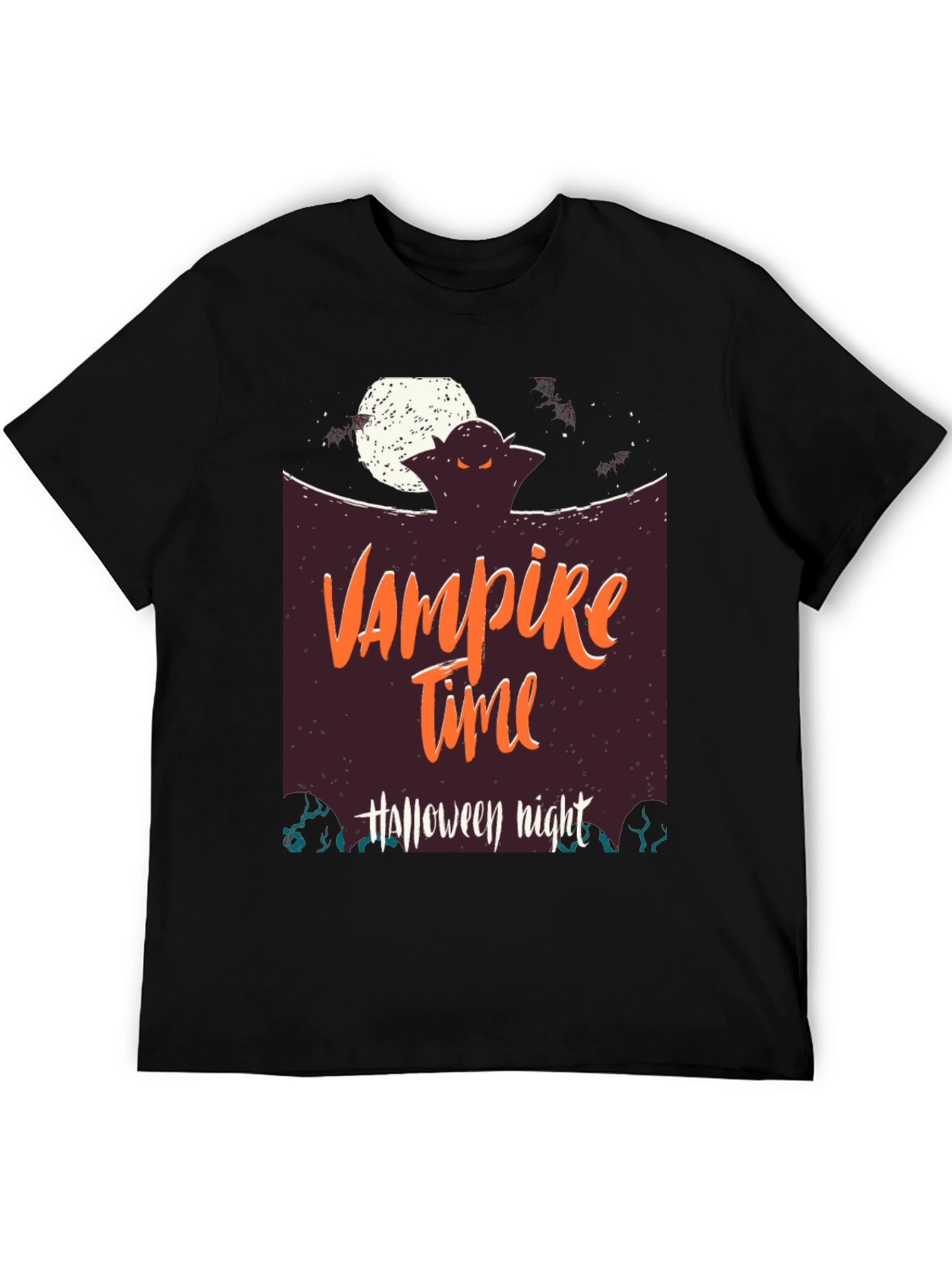 Vampire Time Halloween Night Black T-Shirt