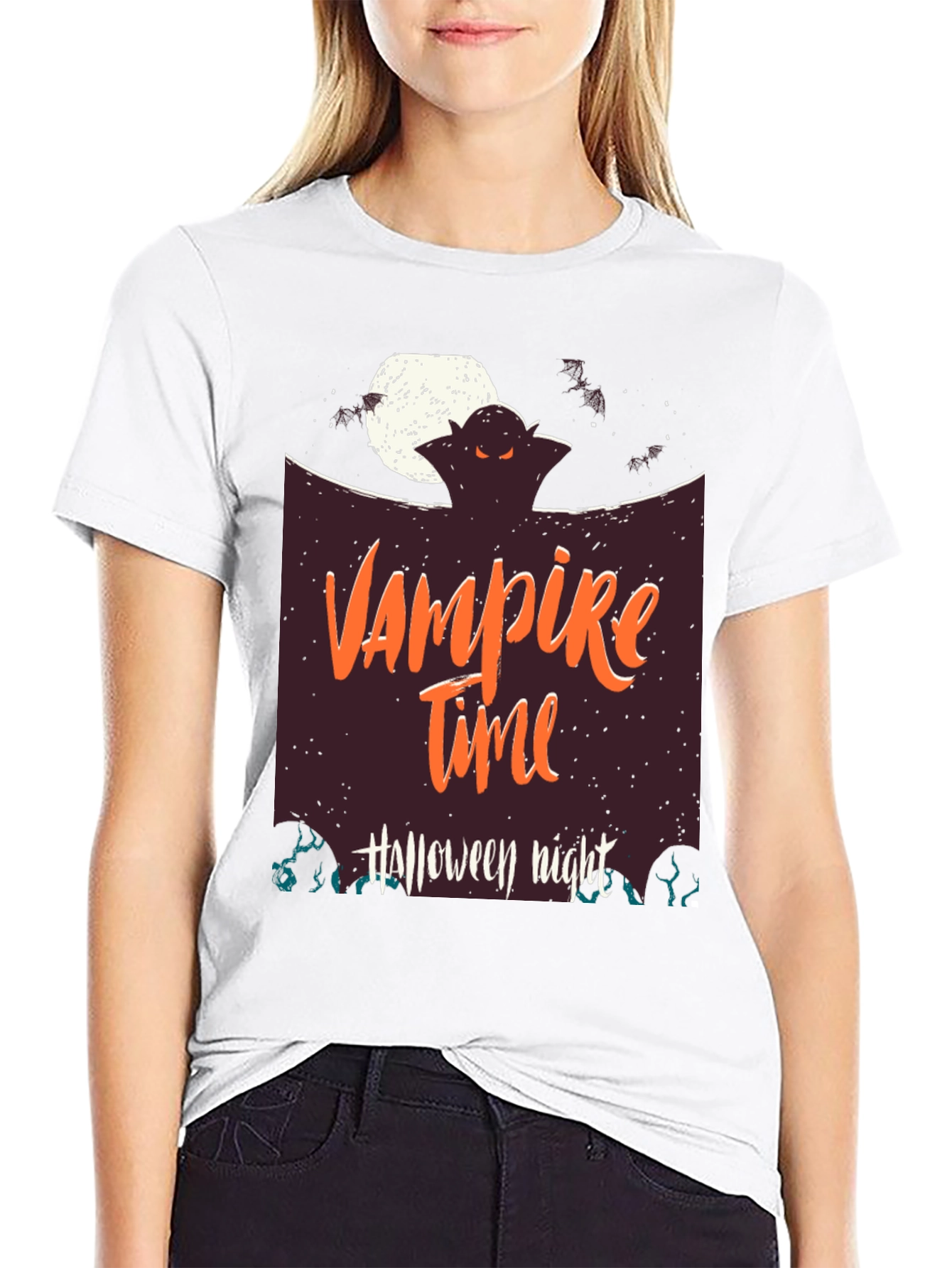 Vampire Time Halloween Night Black T-Shirt