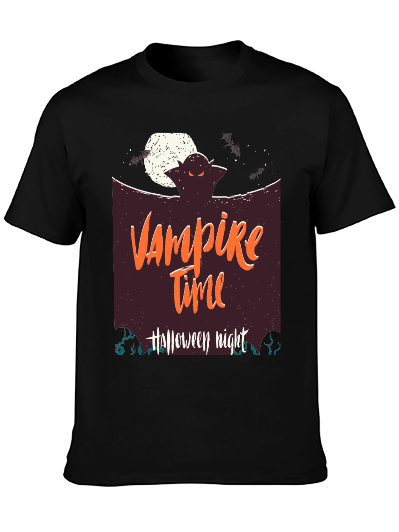 Vampire Time Halloween Night Black T-Shirt