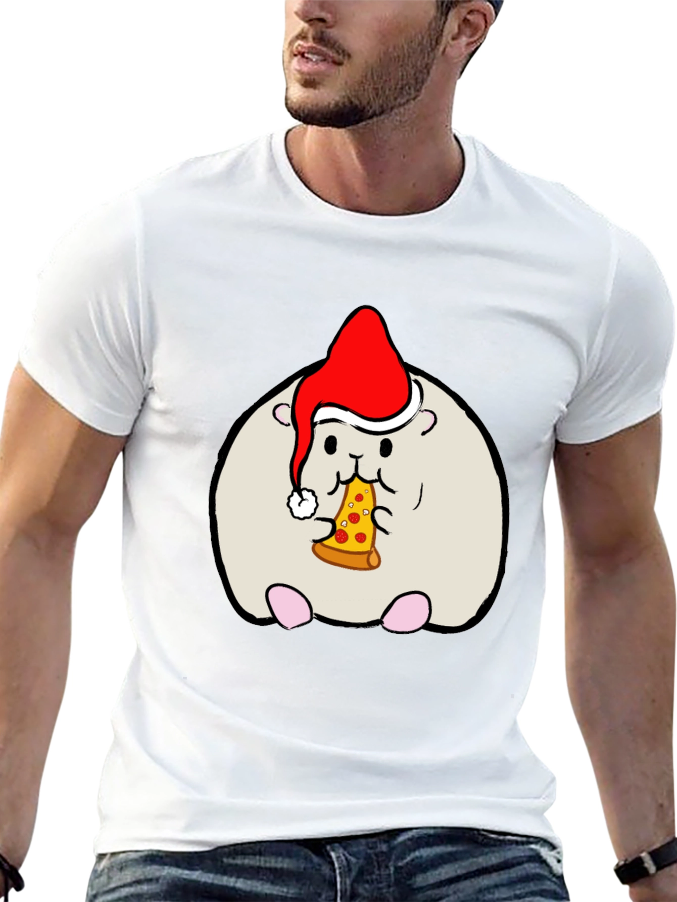 Hamster Christmas Pizza T-Shirt