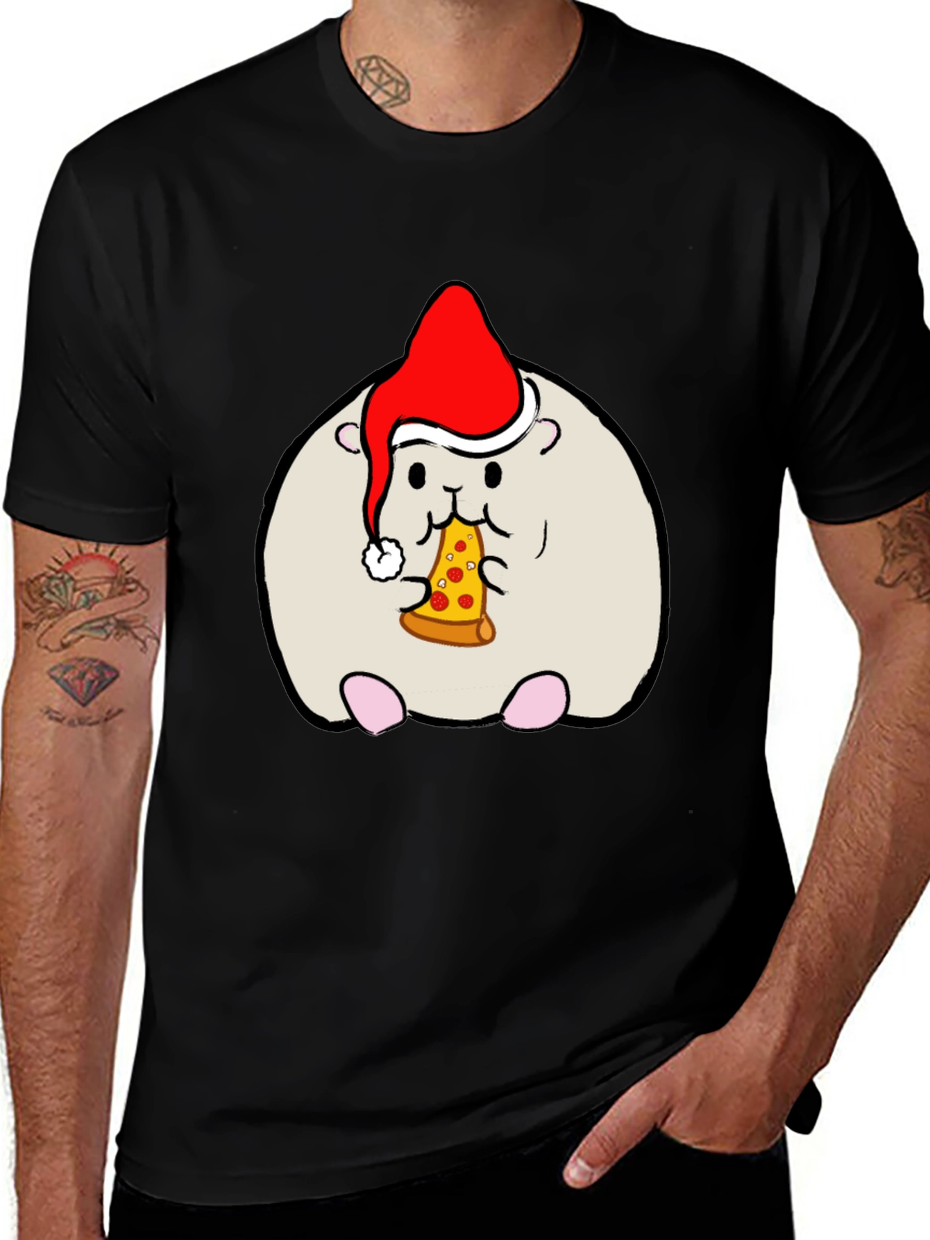 Hamster Christmas Pizza T-Shirt