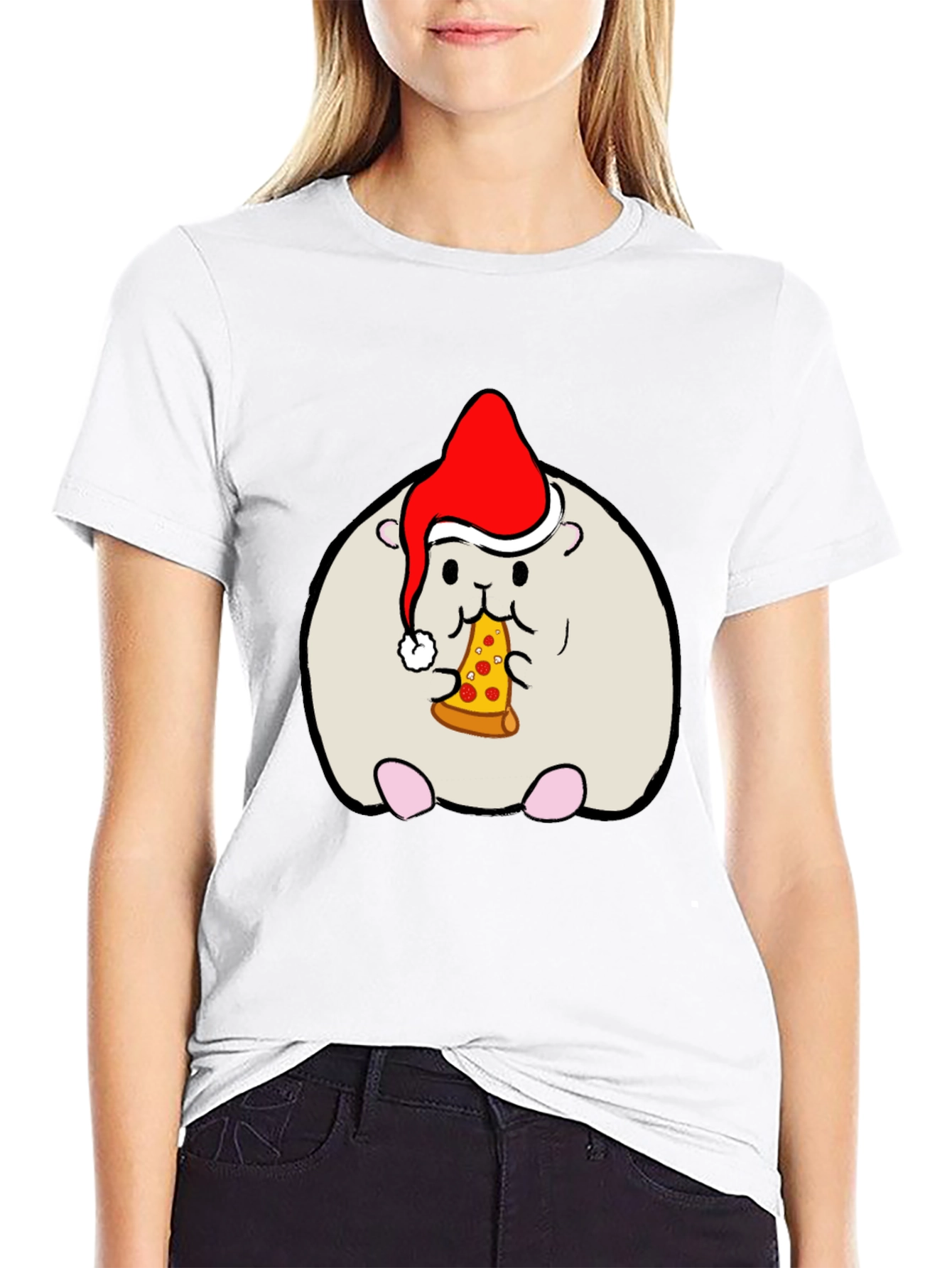Hamster Christmas Pizza T-Shirt