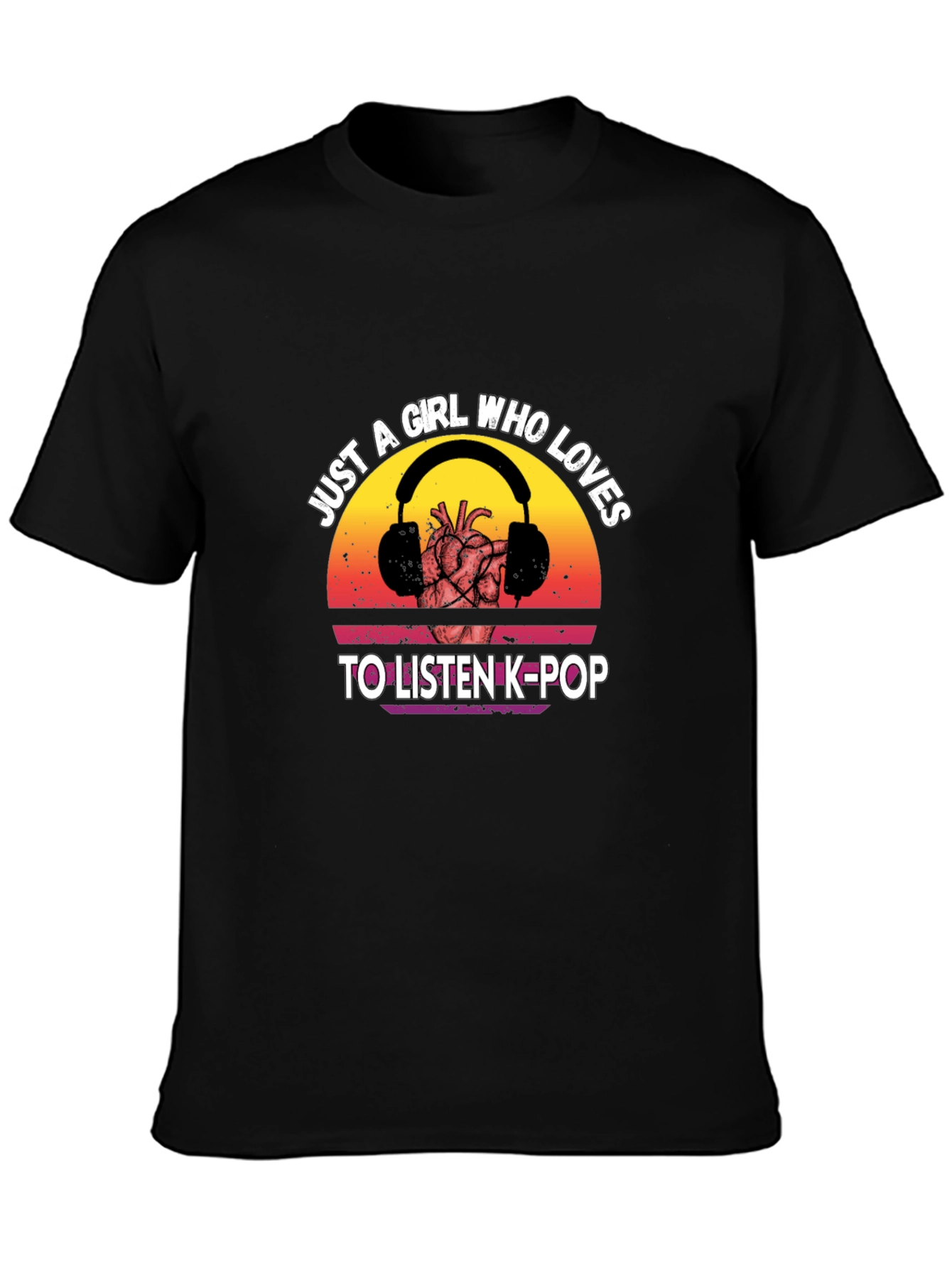 K-Pop Lovers Graphic Tee - Heart & Headphones!