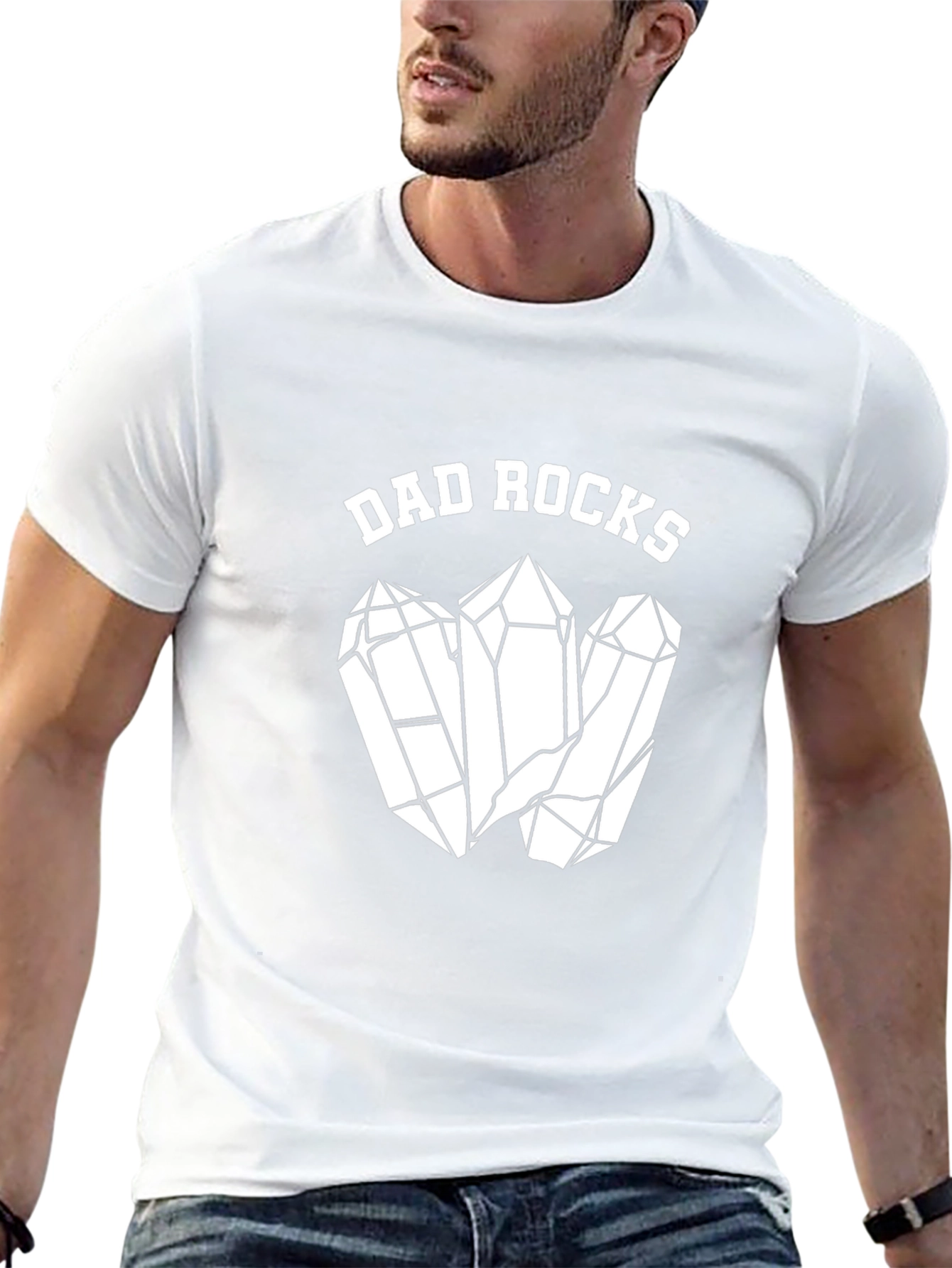 Dad Rocks Graphic T-Shirt - Cool Fathers Day Gift