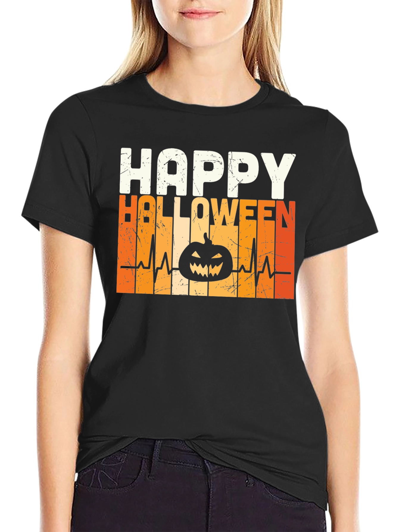 Happy Halloween Pumpkin Heartbeat T-Shirt