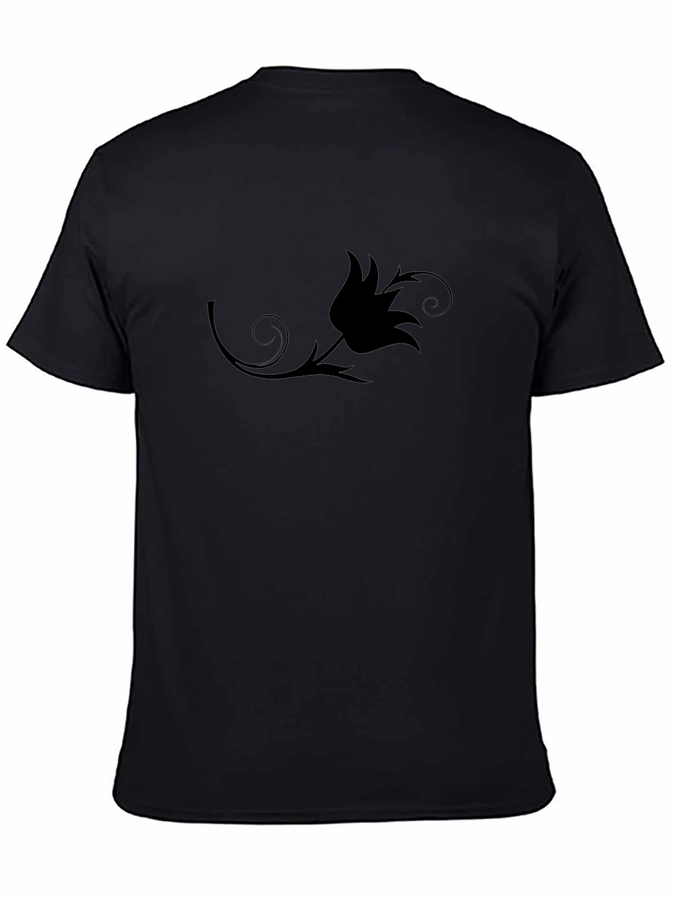 Mens Black T-Shirt with Floral Design