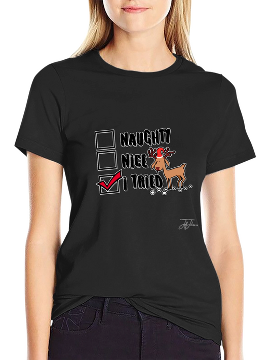 Humorous I Tried Christmas Reindeer T-Shirt