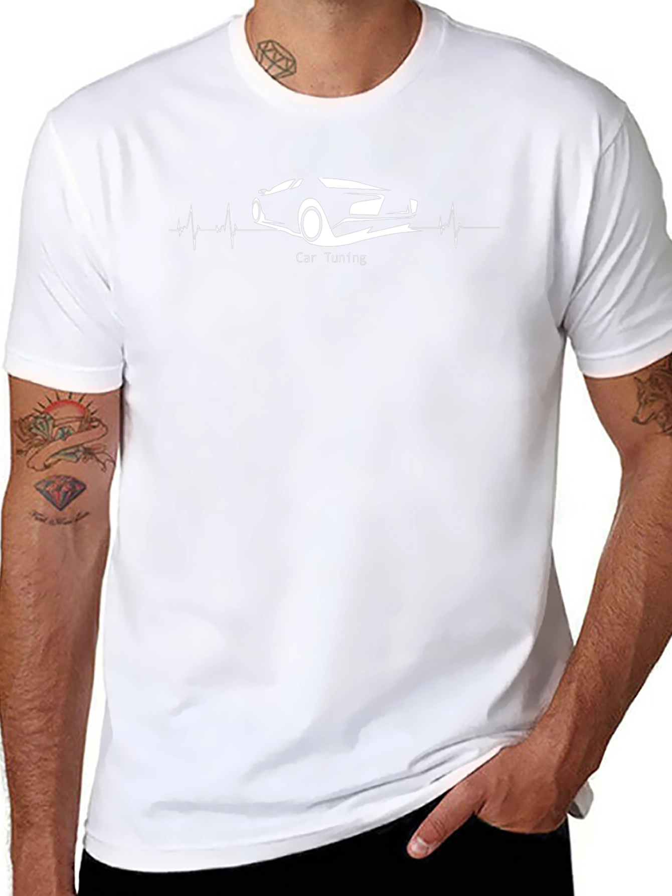 Car Tuning Heartbeat Graphic Tee - Black