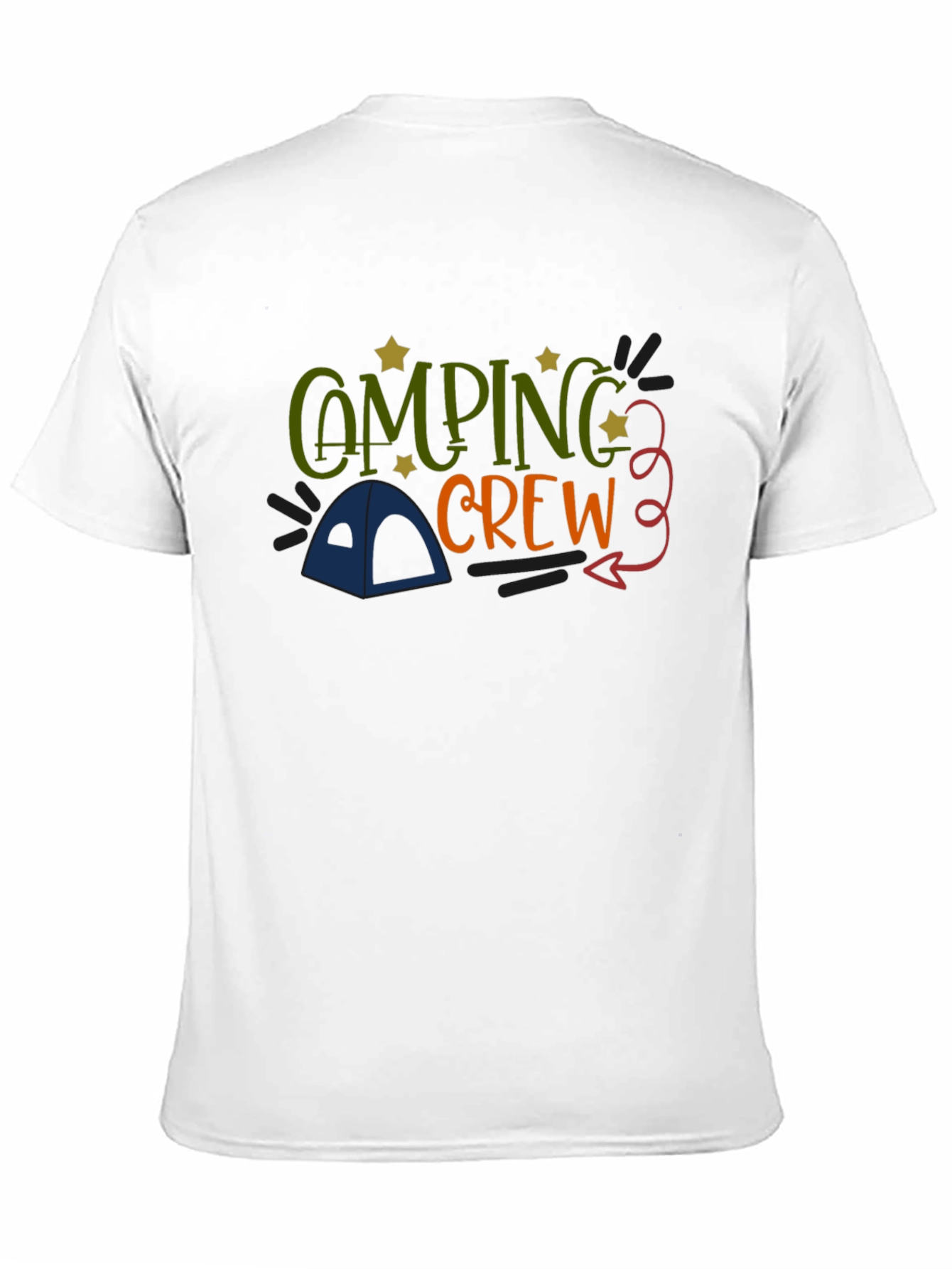 Camping Crew Black Cotton Graphic T-Shirt