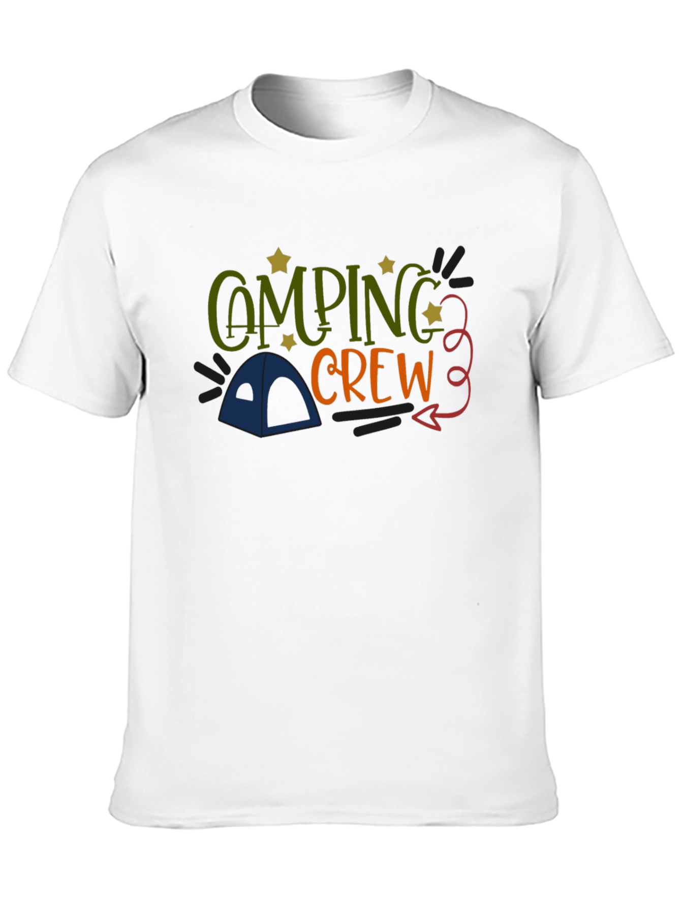 Camping Crew Black Cotton Graphic T-Shirt