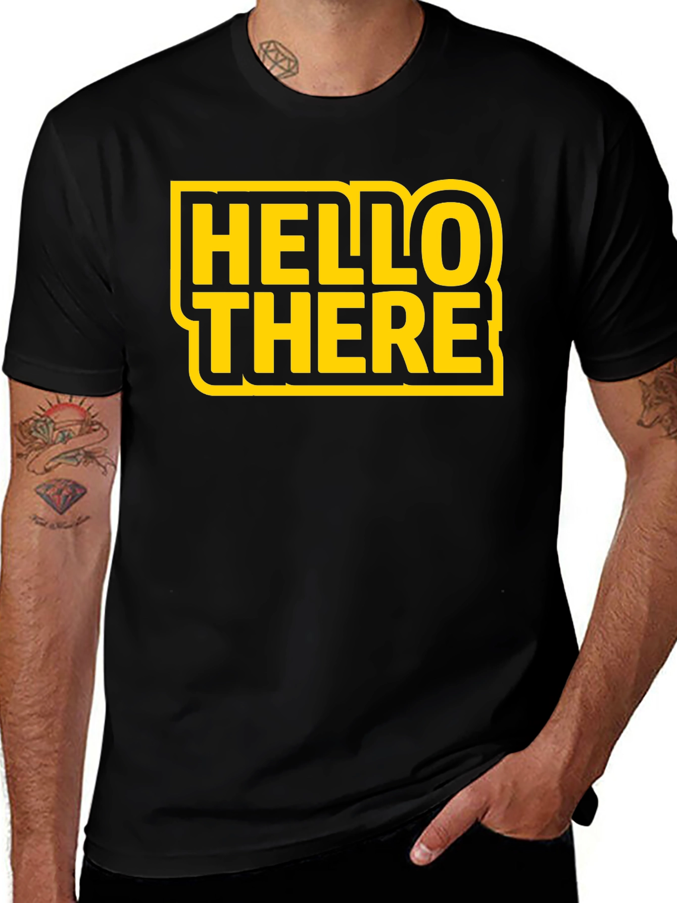 Hello There Black Graphic T-Shirt