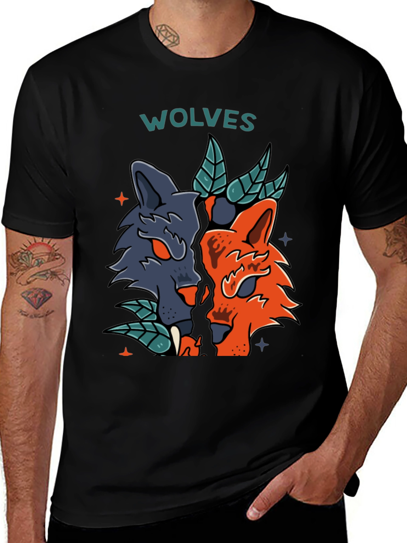 Two Wolves Graphic Tee - Cool & Unique Design