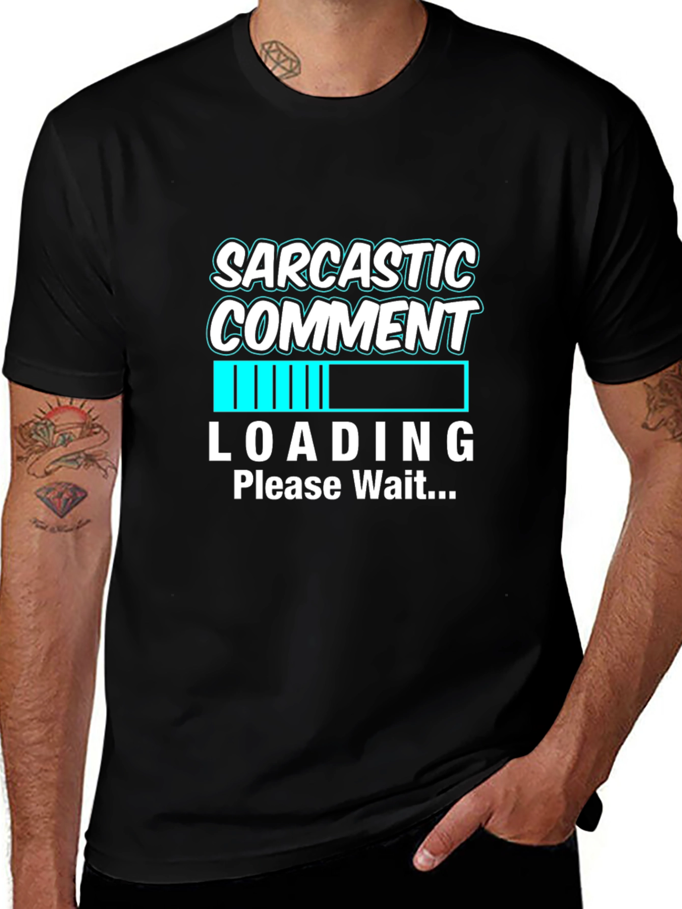 Sarcastic Comment Loading Graphic Tee - Black