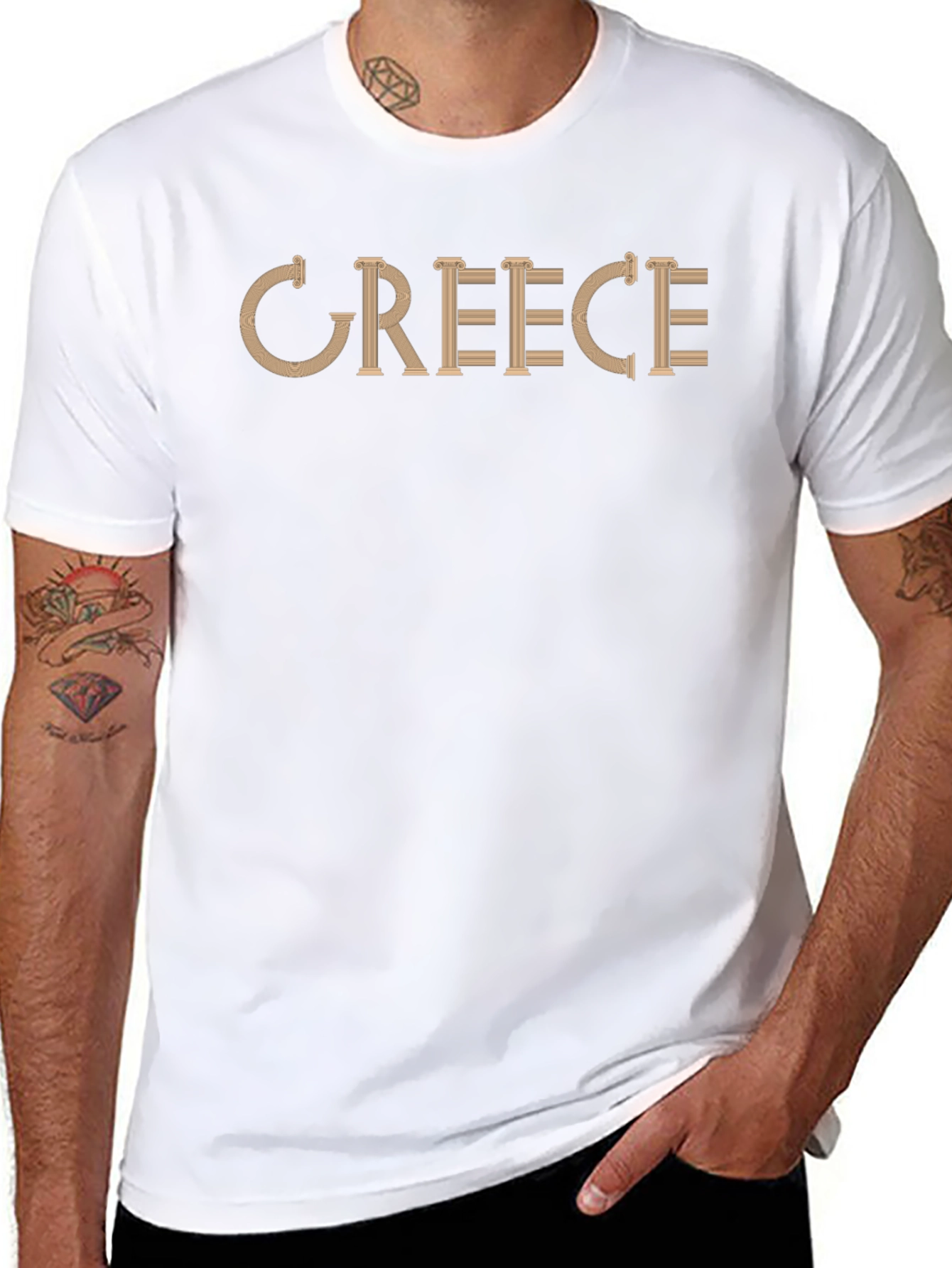 Greece Column Style Text T-Shirt