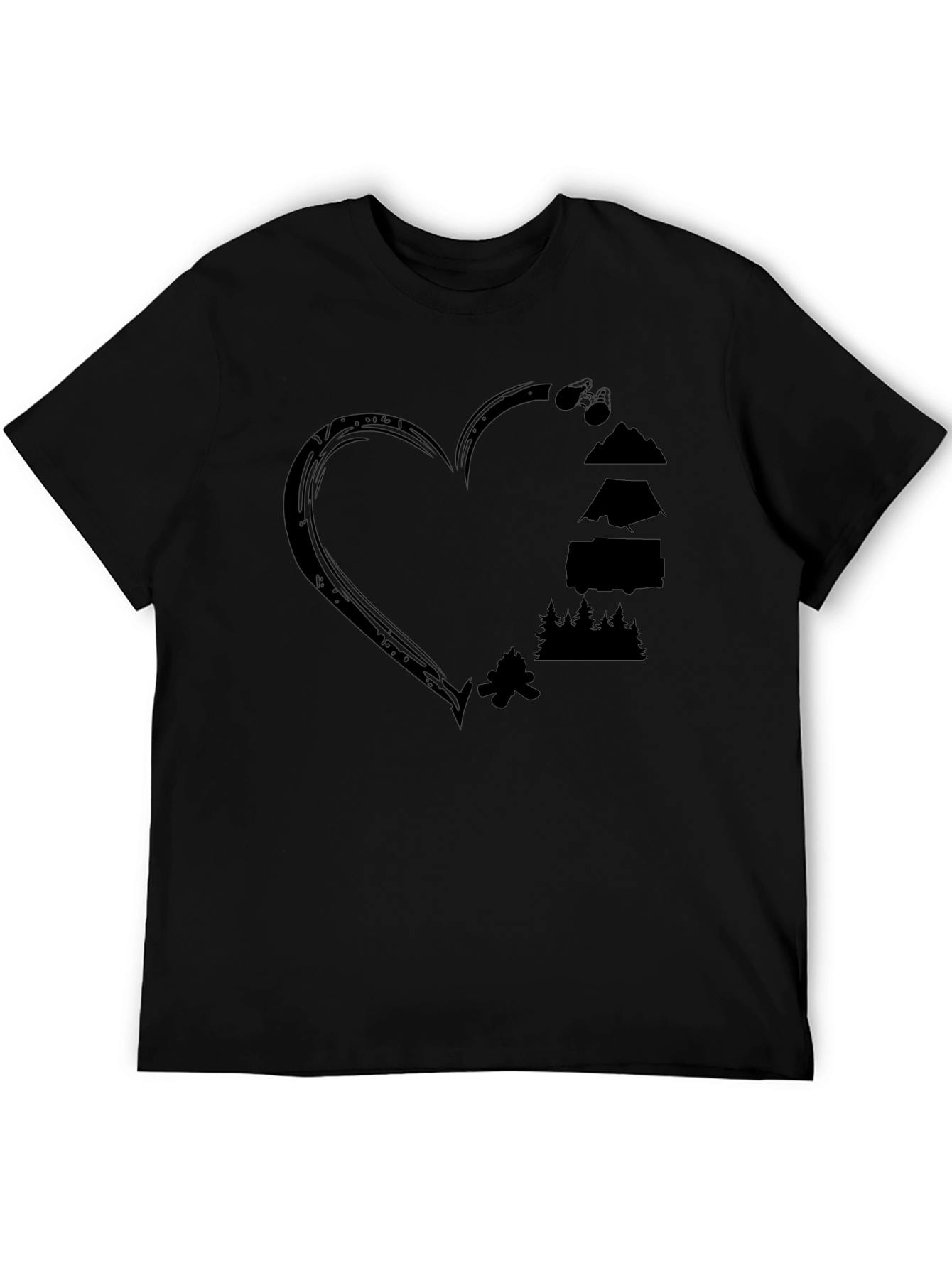 Camping Heart Graphic Tee - Outdoor Adventure Shirt