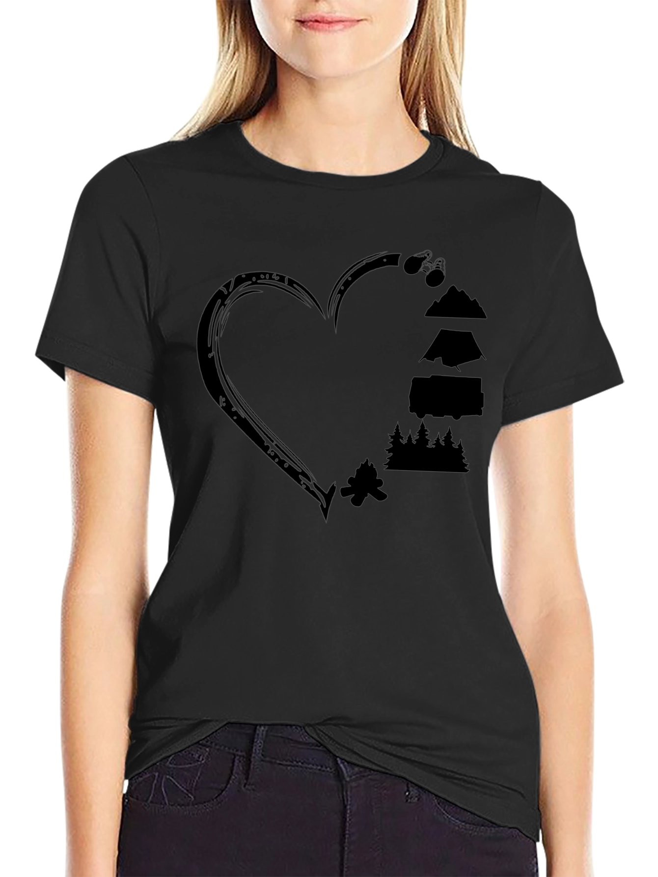 Camping Heart Graphic Tee - Outdoor Adventure Shirt