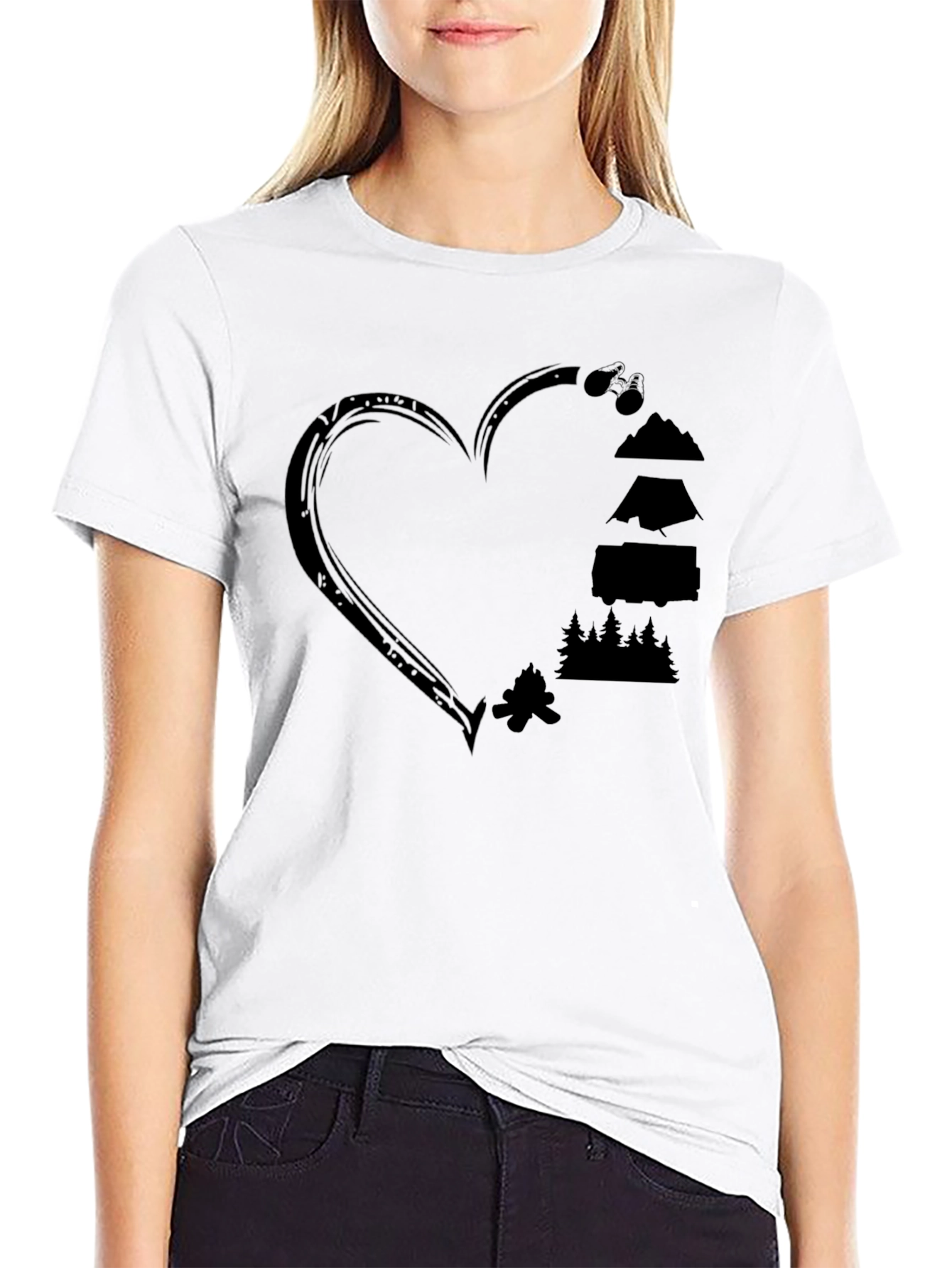 Camping Heart Graphic Tee - Outdoor Adventure Shirt