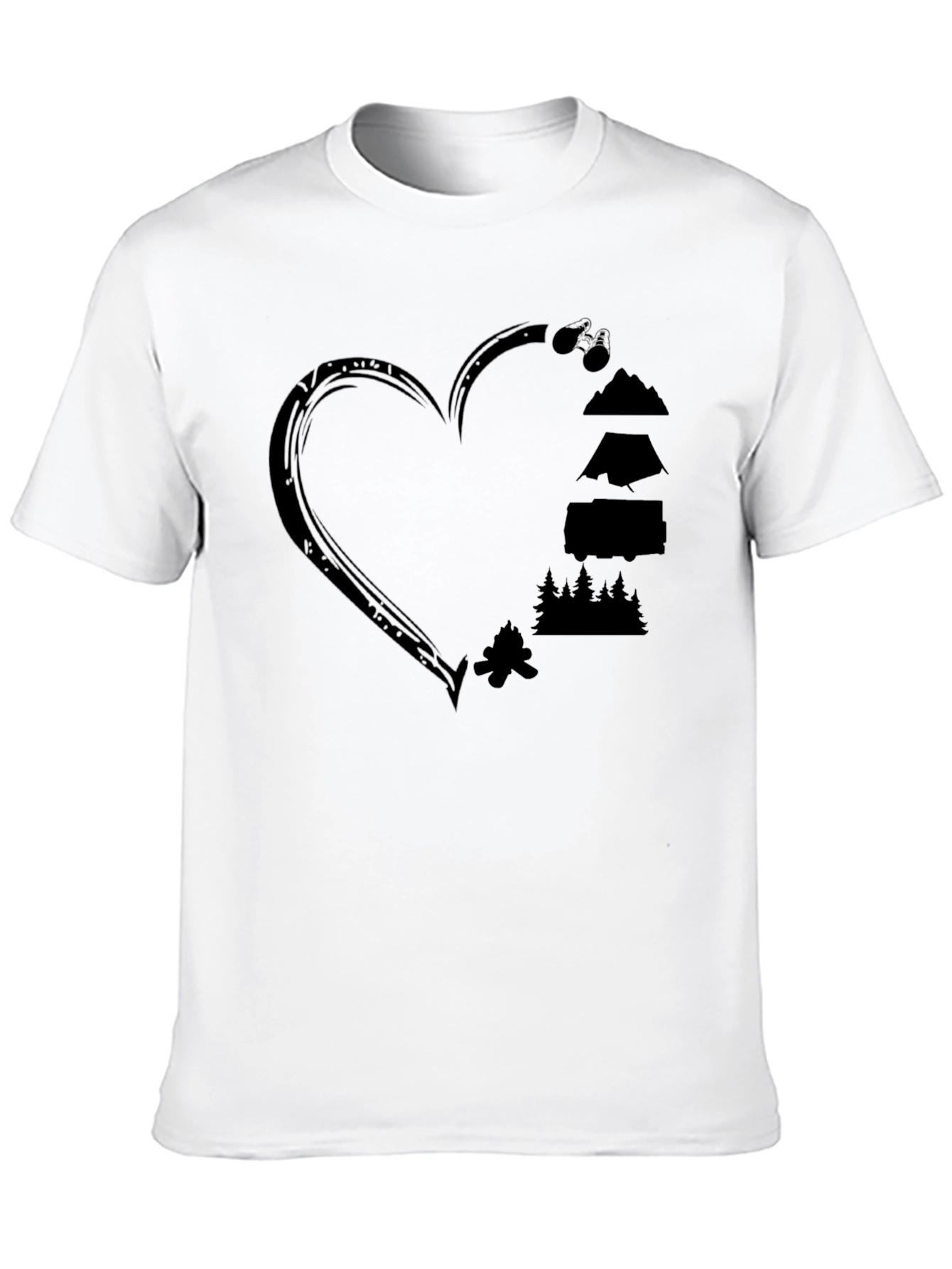 Camping Heart Graphic Tee - Outdoor Adventure Shirt
