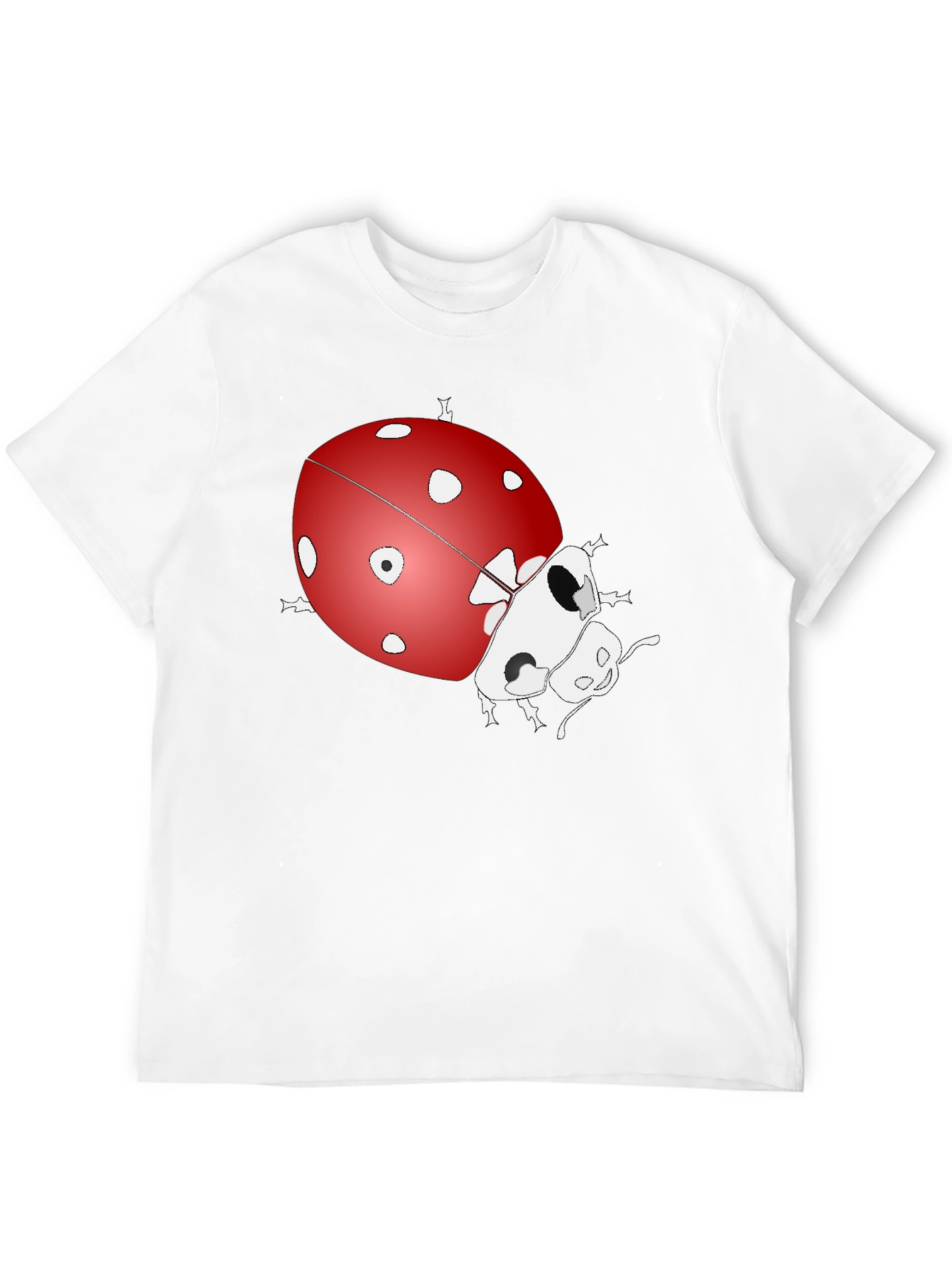 Ladybug Graphic Print Tee - Black Cotton Blend T-Shirt