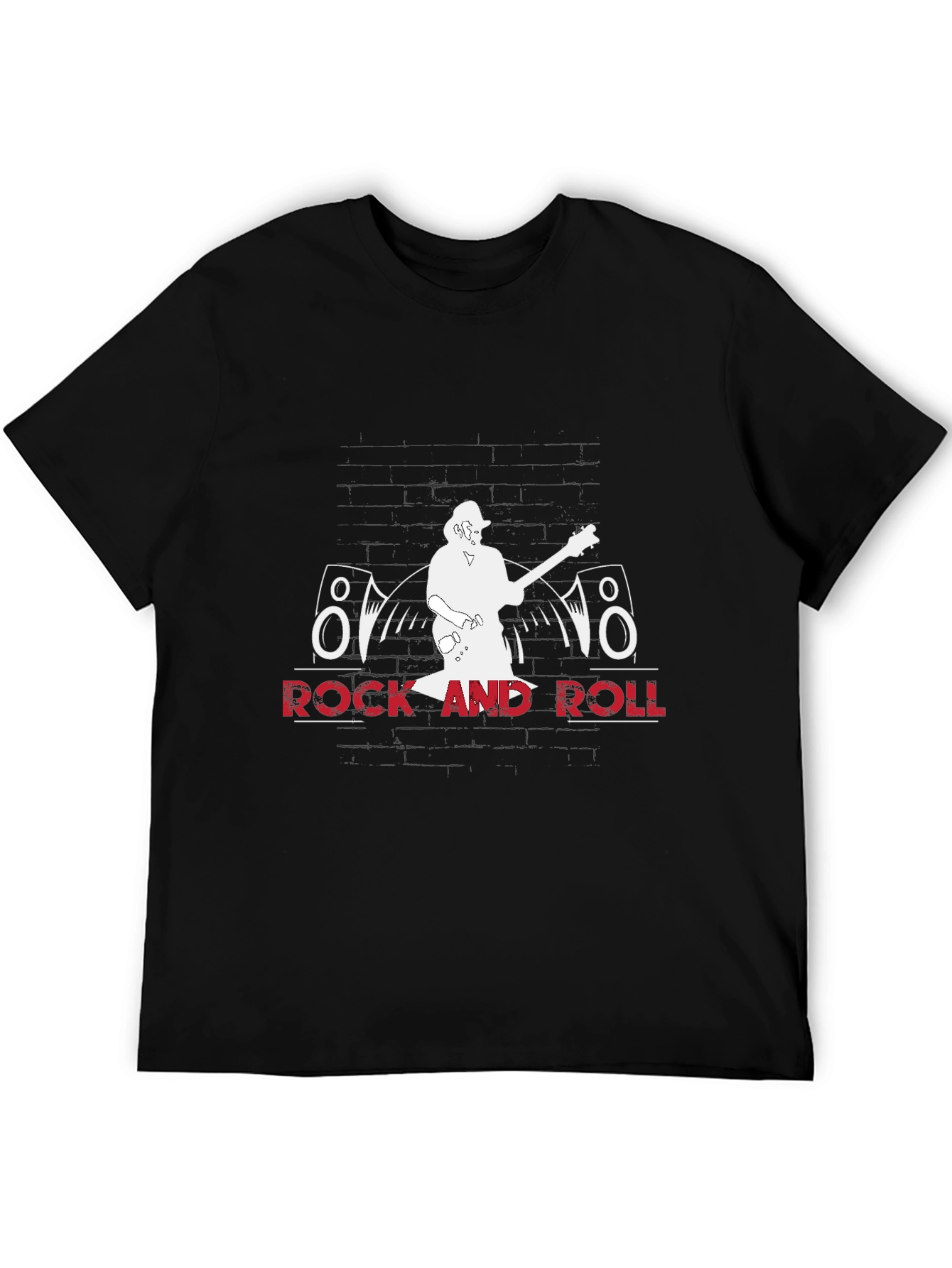 Rock and Roll Graphic Tee - Black Cotton T-Shirt