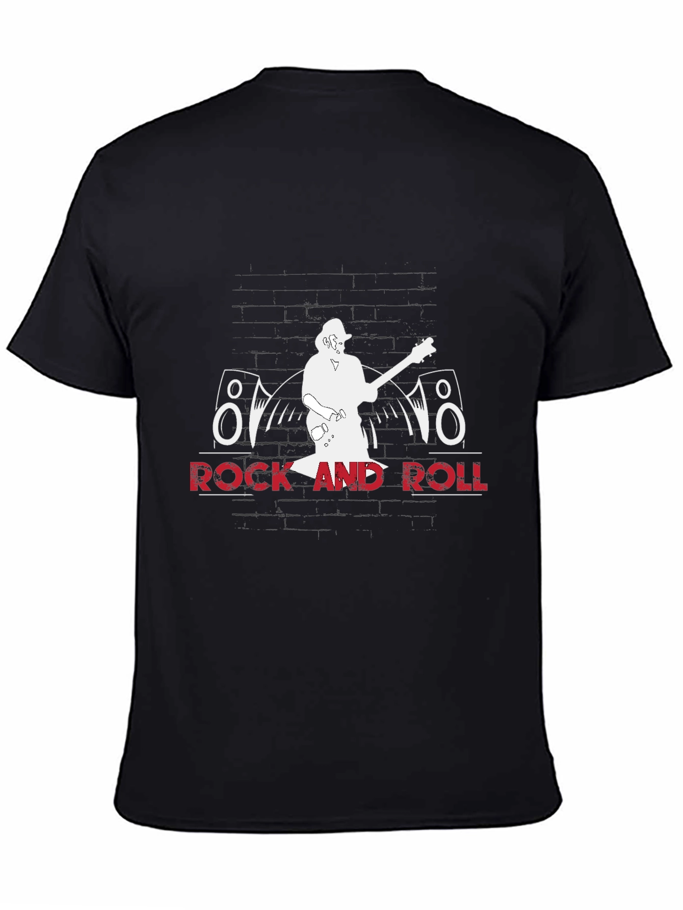 Rock and Roll Graphic Tee - Black Cotton T-Shirt