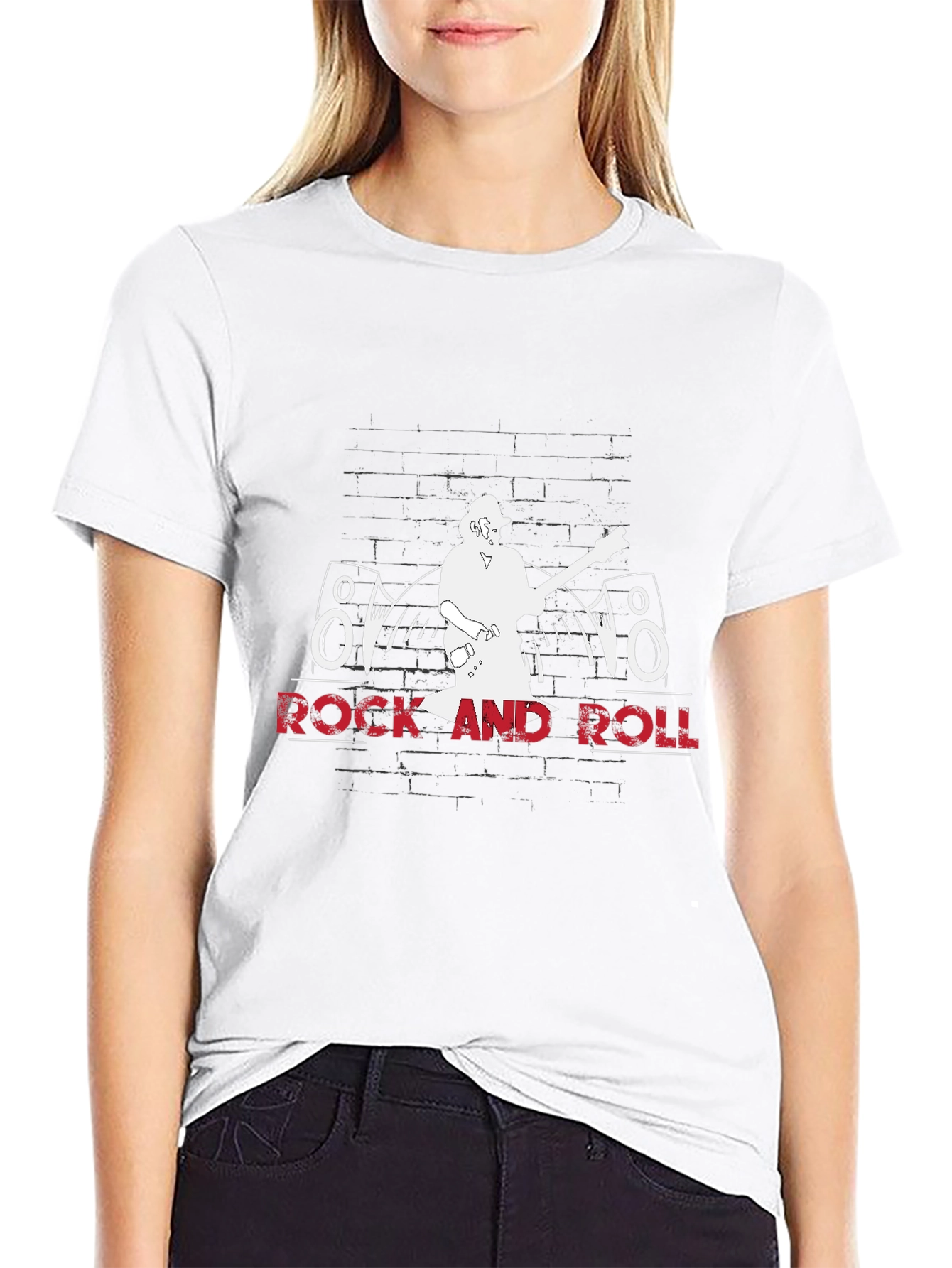 Rock and Roll Graphic Tee - Black Cotton T-Shirt