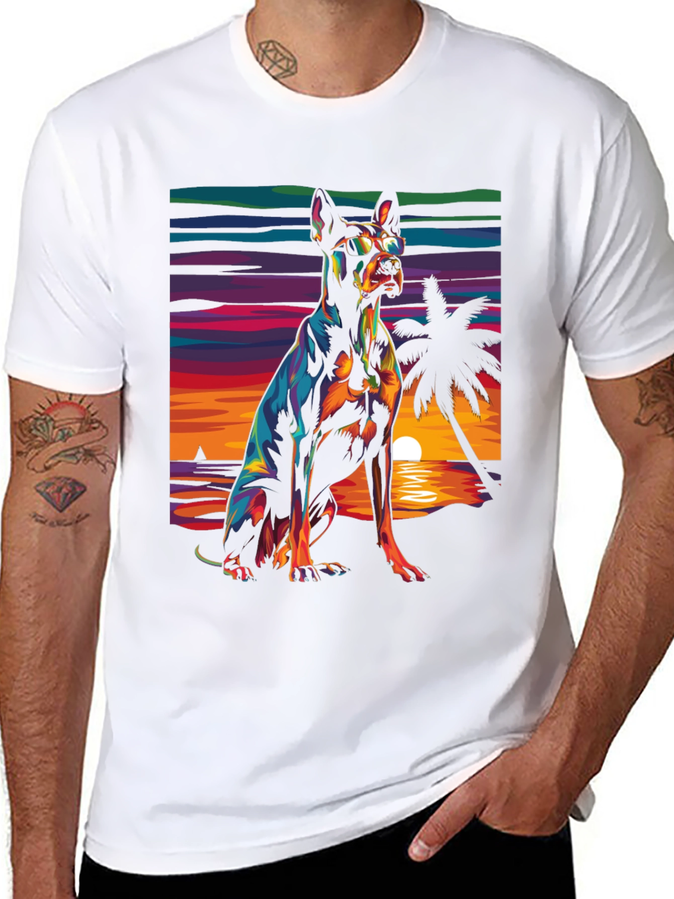 Dog Beach Sunset Graphic Tee