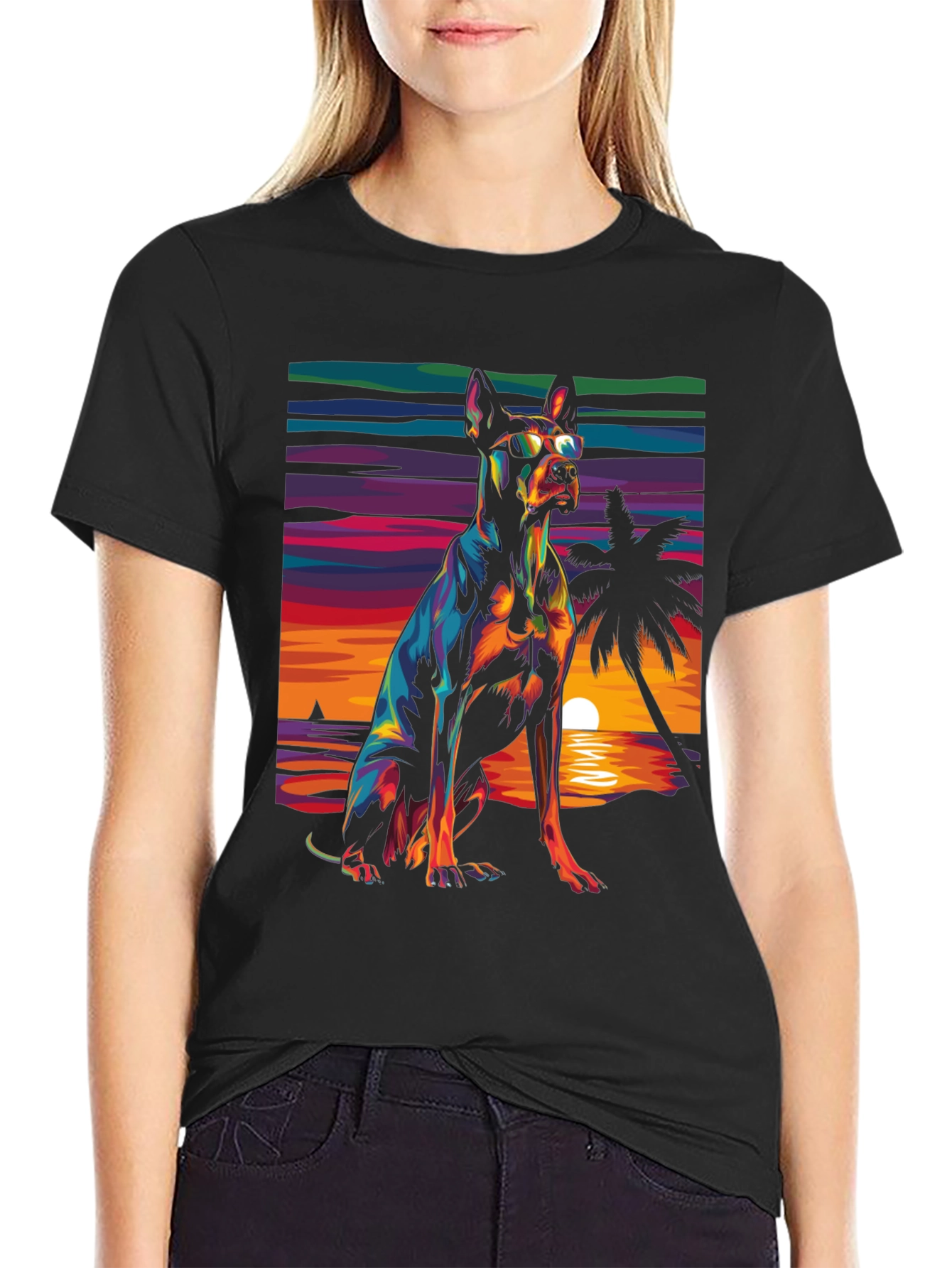 Dog Beach Sunset Graphic Tee