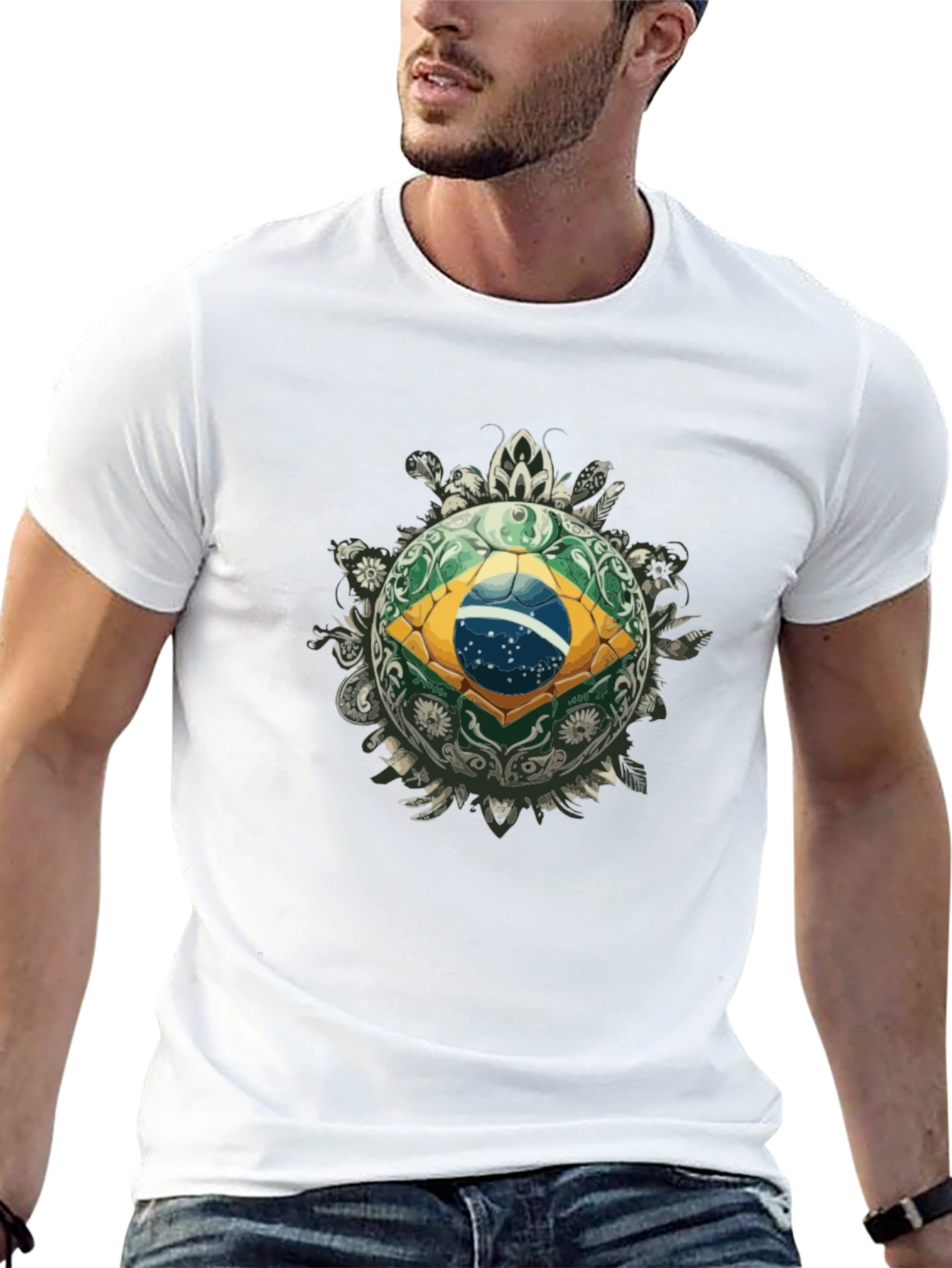 Brazil Flag Soccer Ball Graphic Tee