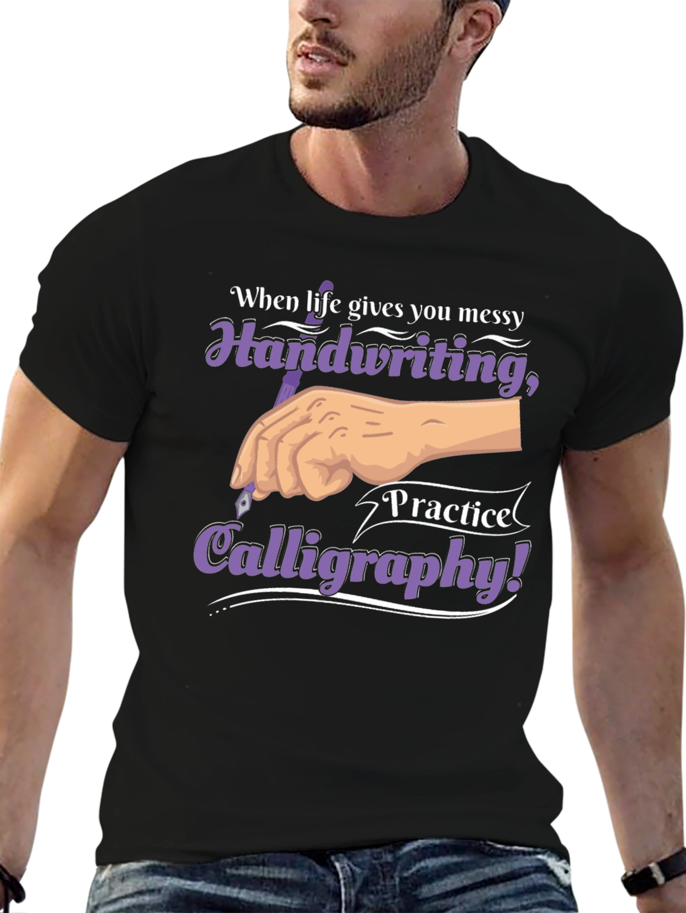 Calligraphy Practice T-Shirt Handwriting Art Tee