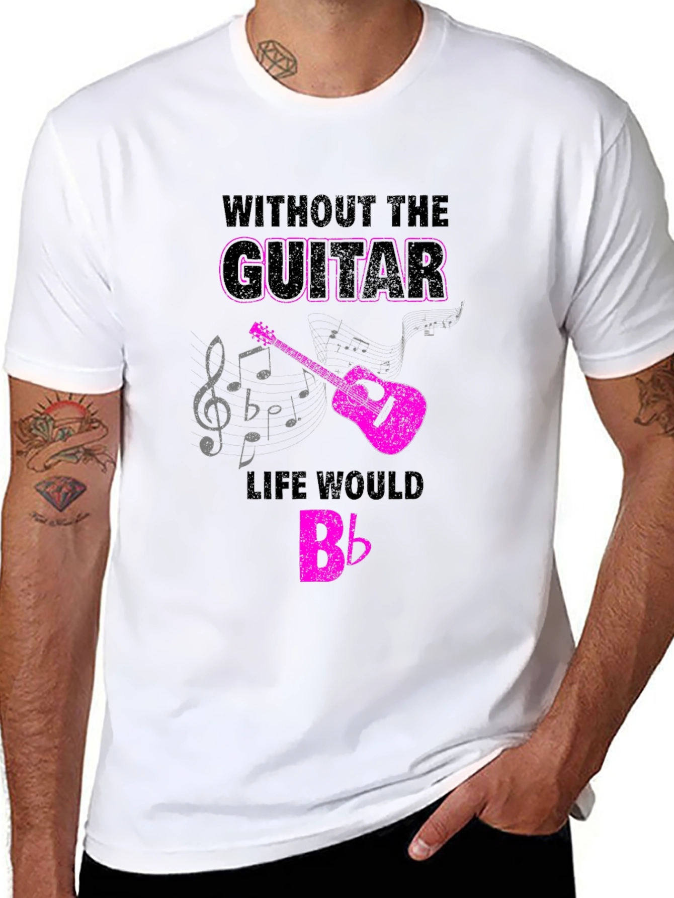 Guitar Lover T-Shirt: Without the Guitar Life Would B♭