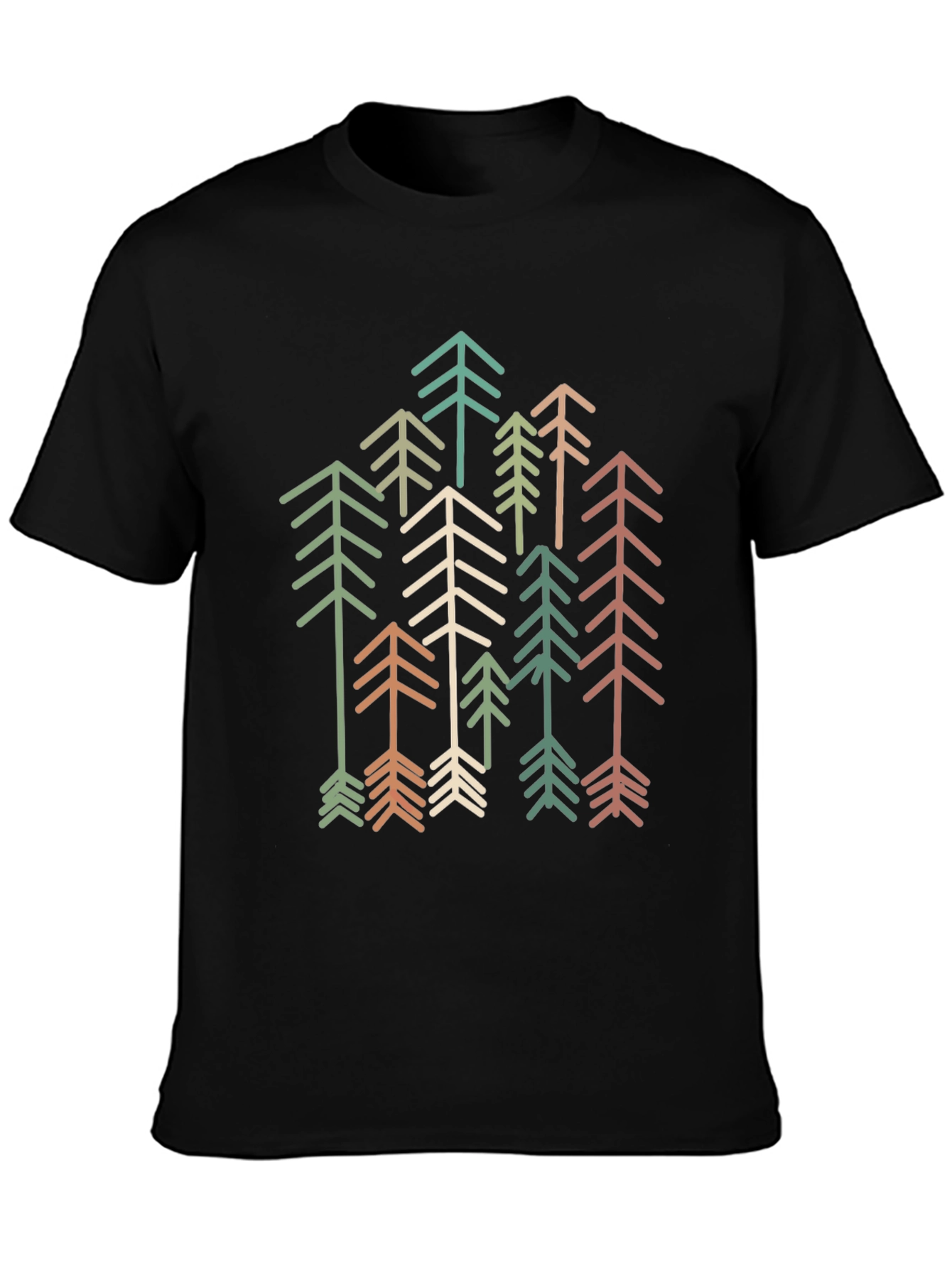 Retro Geometric Tree Graphic Tee - Stylish Comfort