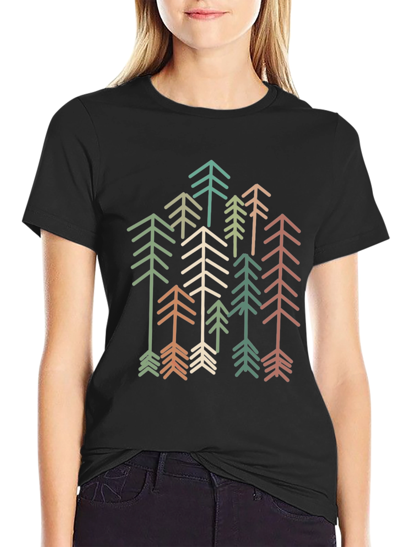Retro Geometric Tree Graphic Tee - Stylish Comfort