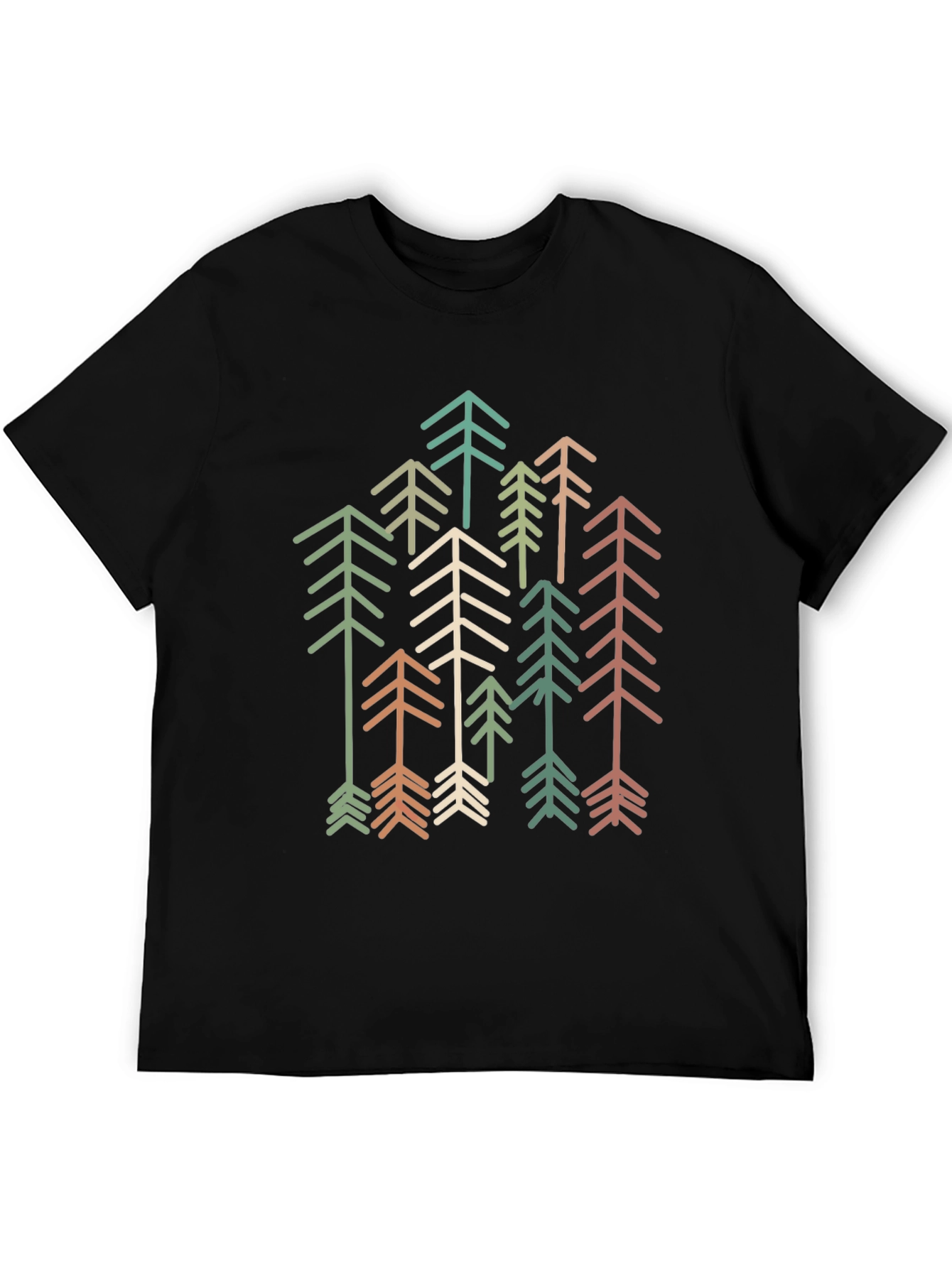 Retro Geometric Tree Graphic Tee - Stylish Comfort