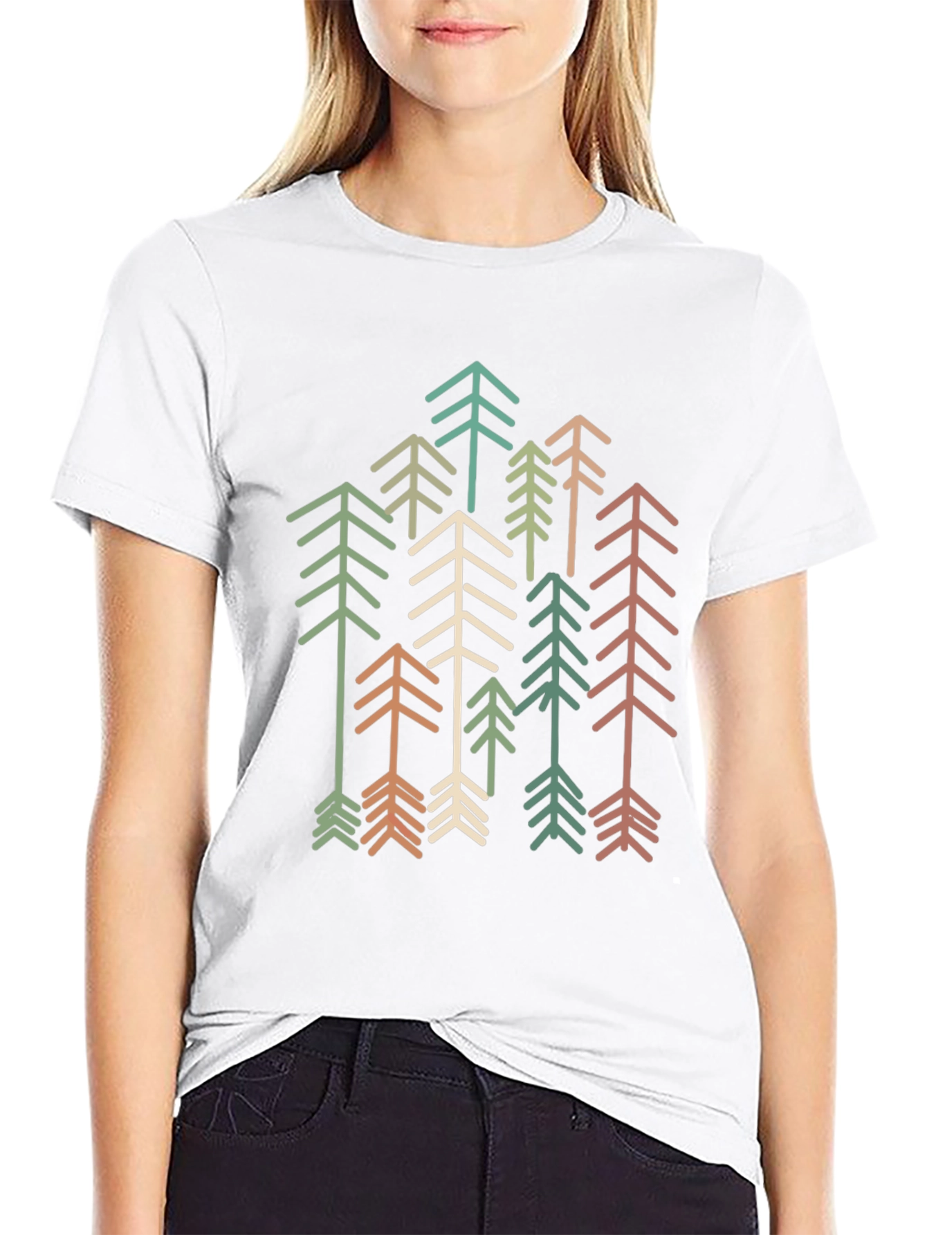 Retro Geometric Tree Graphic Tee - Stylish Comfort