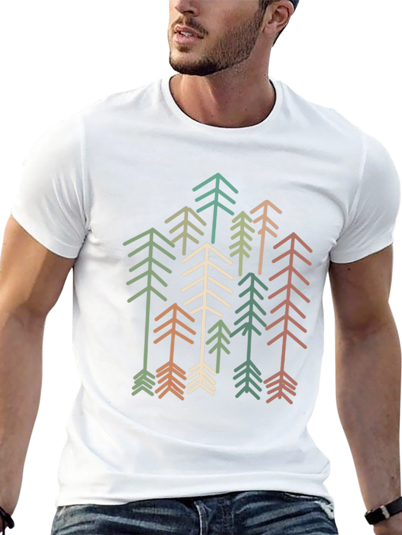 Retro Geometric Tree Graphic Tee - Stylish Comfort