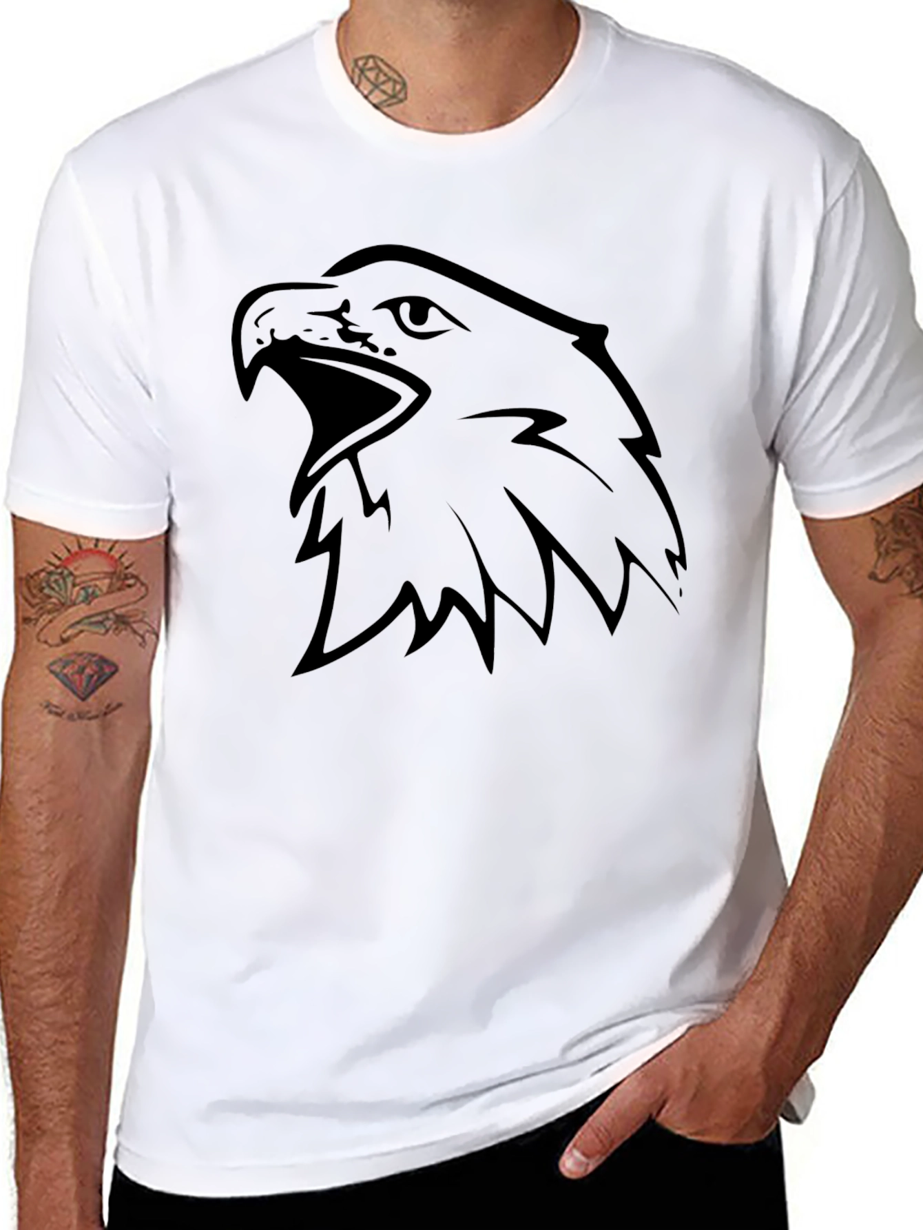 Mens Black Eagle Graphic Tee - Bold & Stylish