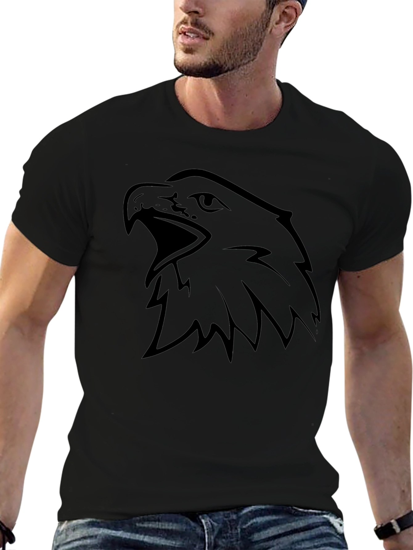Mens Black Eagle Graphic Tee - Bold & Stylish