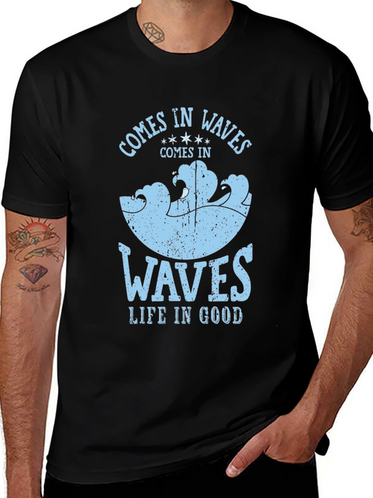 Comes in Waves Graphic Tee - Mens Black T-Shirt
