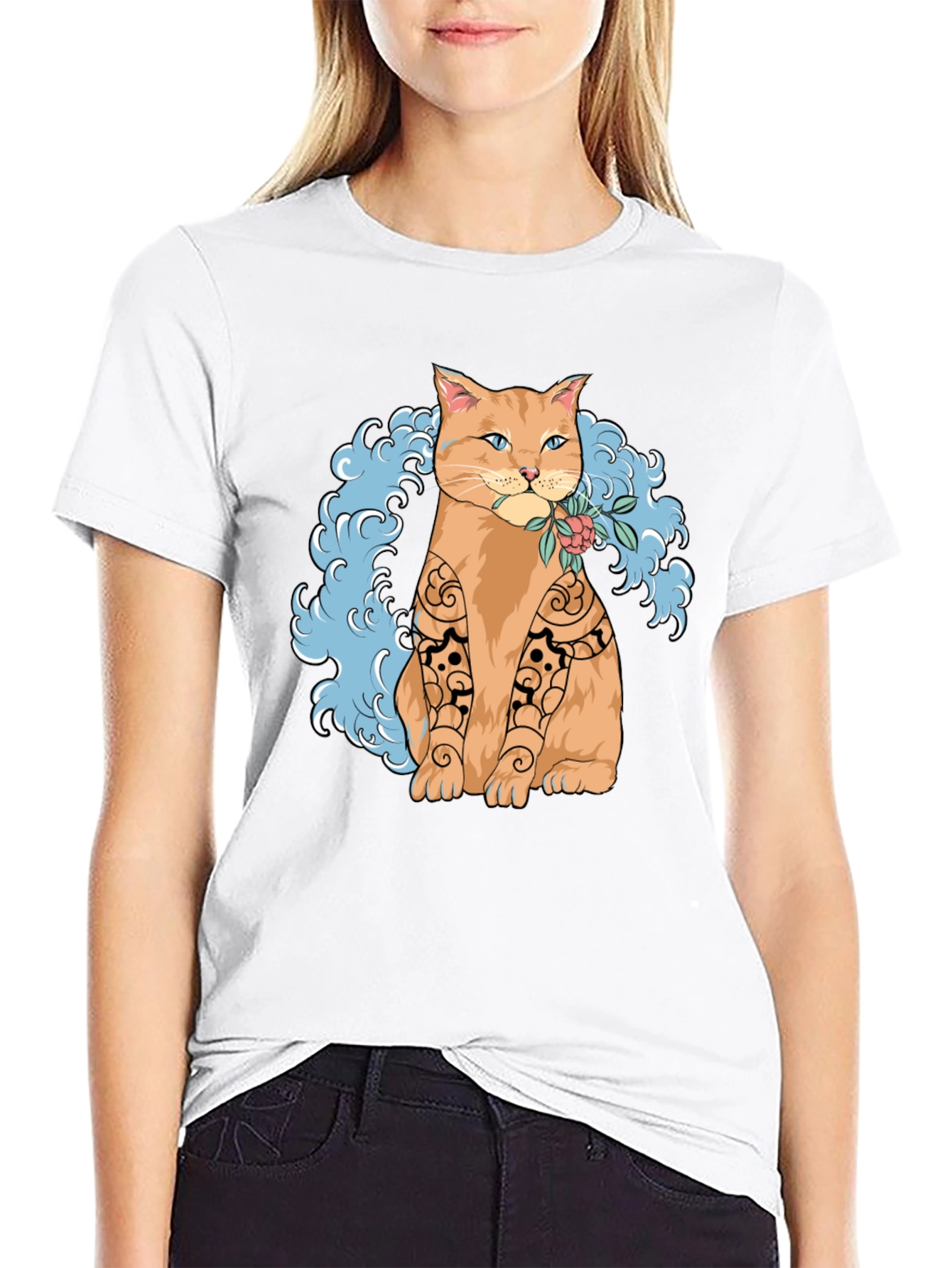 Cat Tattoo Art Graphic T-Shirt