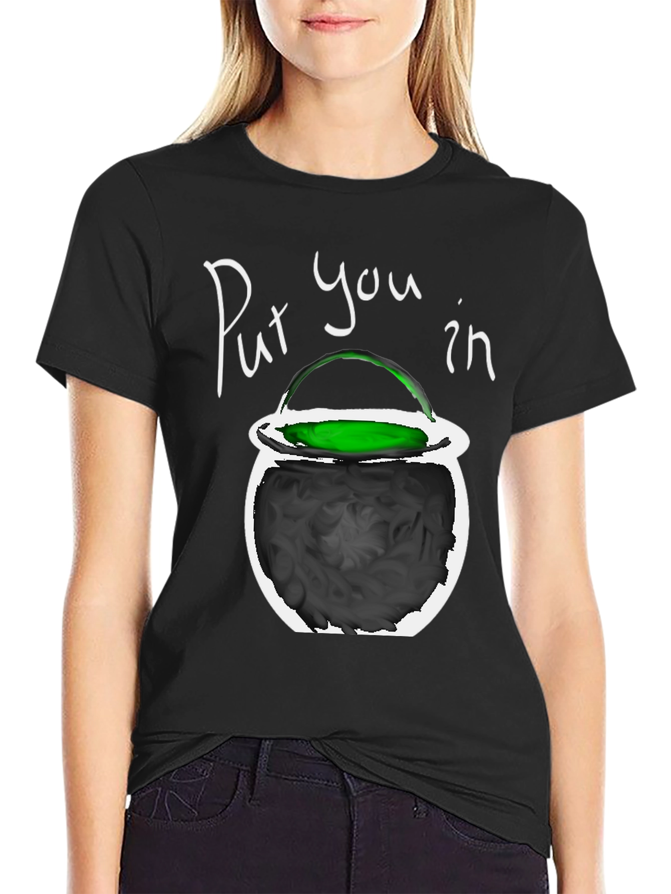 Halloween Cauldron Graphic Tee - Spooky Season Shirt