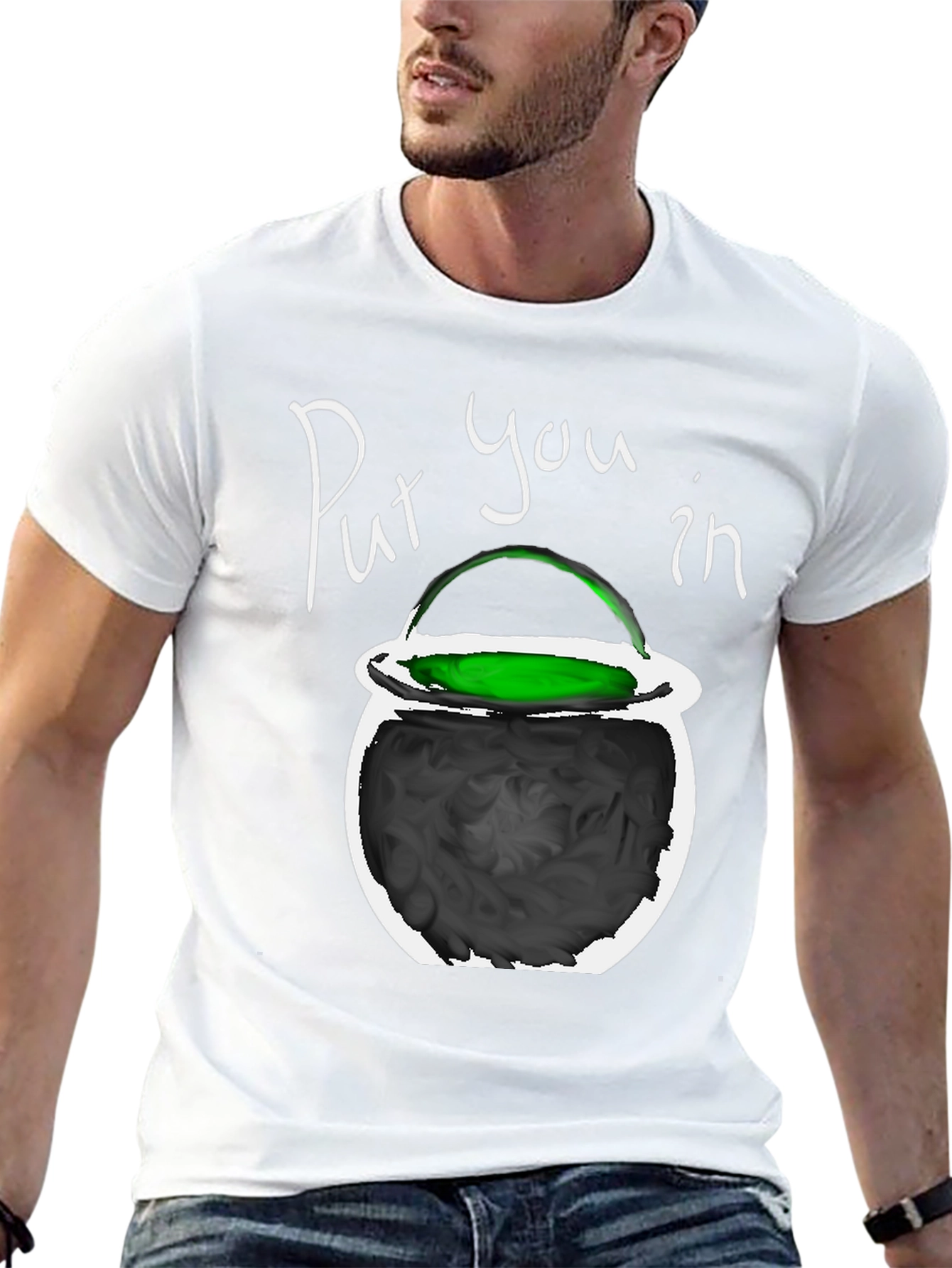 Halloween Cauldron Graphic Tee - Spooky Season Shirt