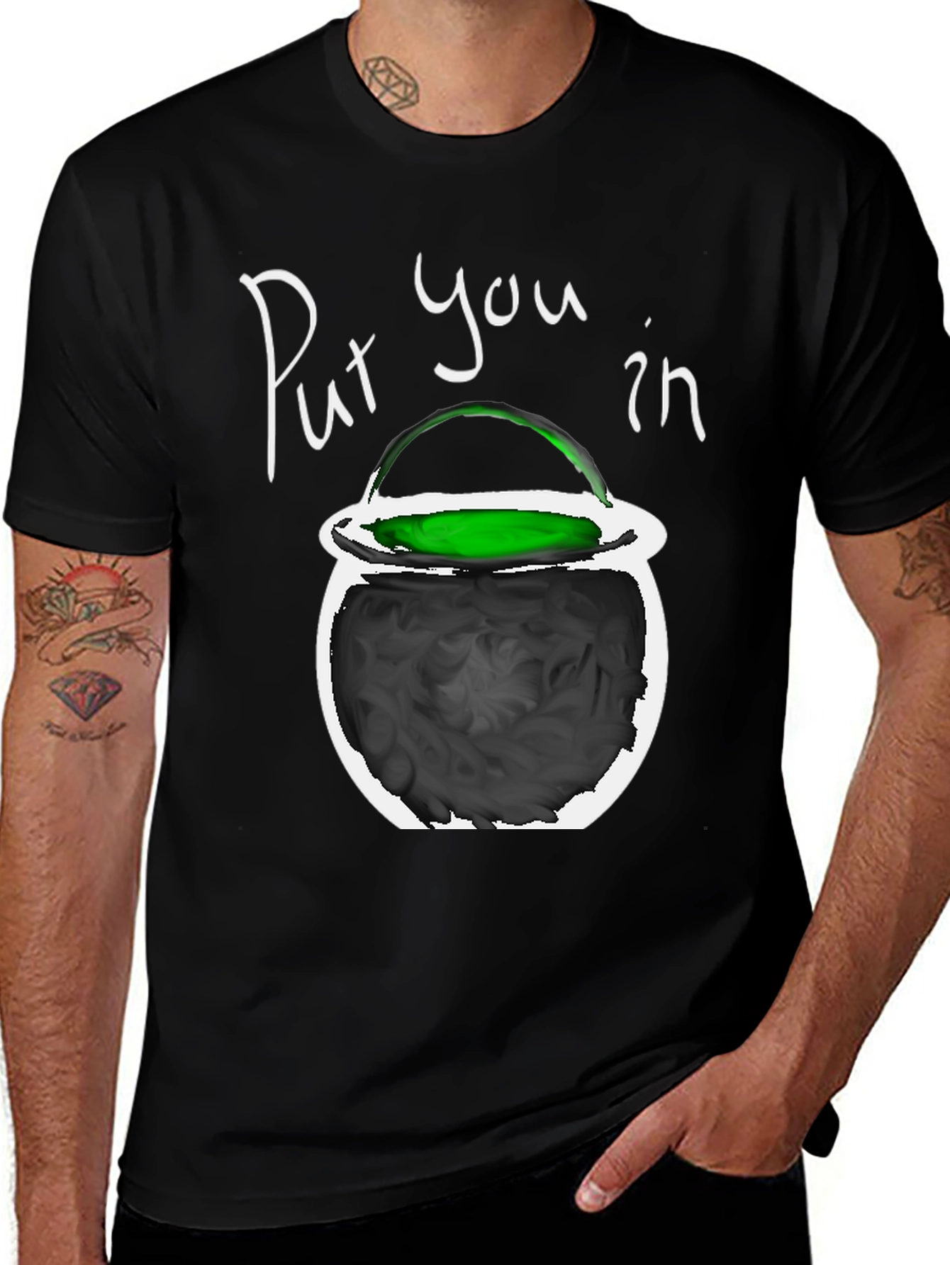 Halloween Cauldron Graphic Tee - Spooky Season Shirt