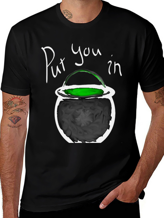 Halloween Cauldron Graphic Tee - Spooky Season Shirt