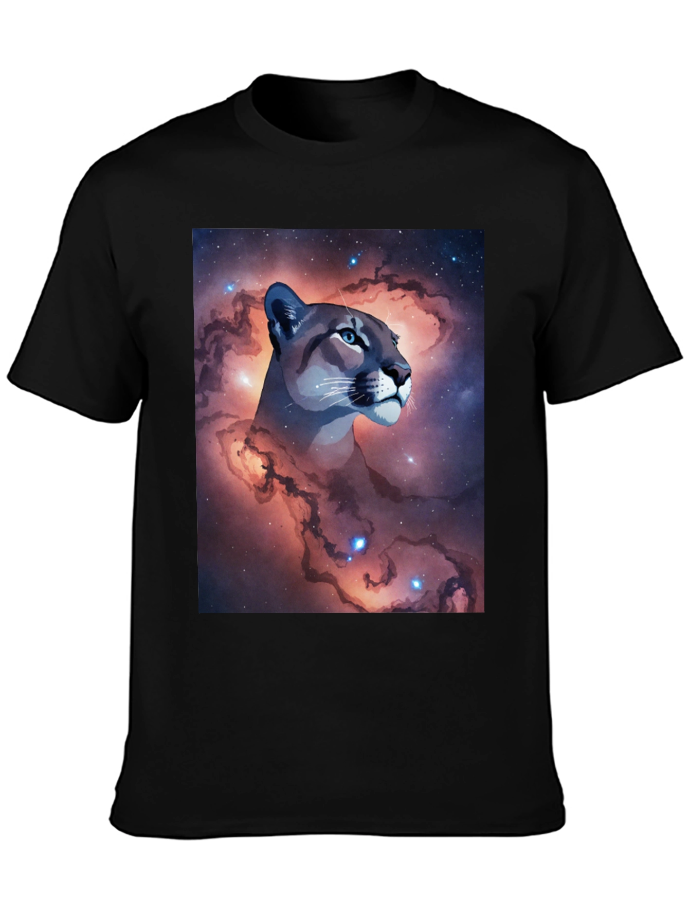 Cosmic Cougar Graphic Tee - Stylish Black T-Shirt