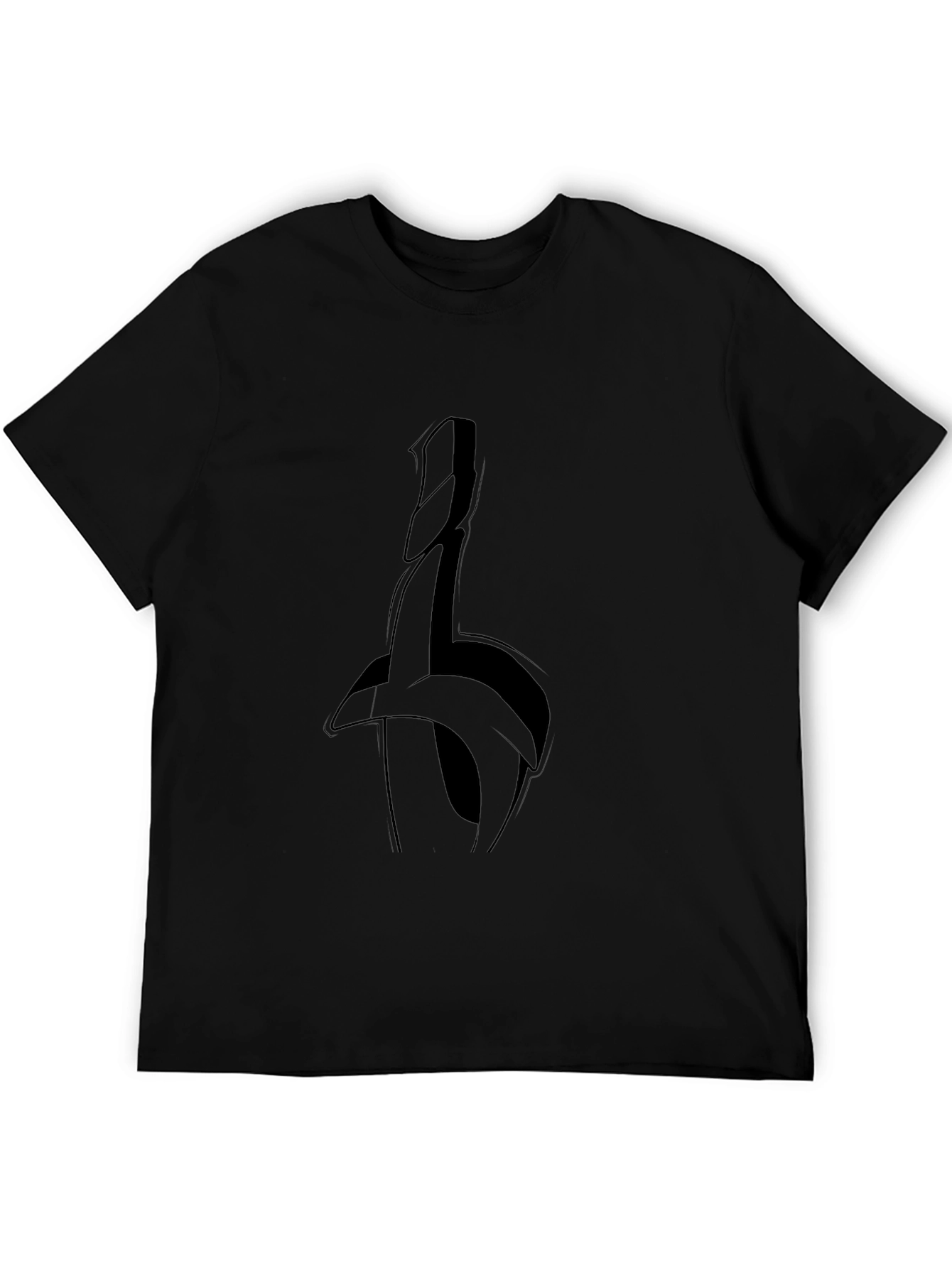 Abstract Sword Graphic Tee - Black Casual Top